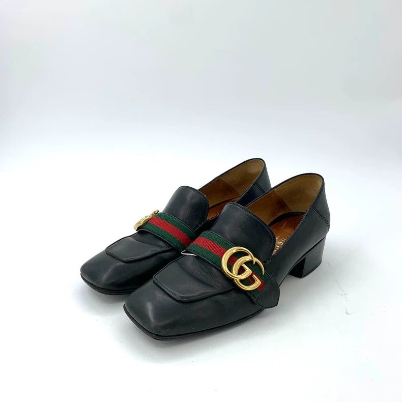 Gucci Gucci Size 36 Size 36 black double G red and green webbing Size US 5 / EU 37 - 1 Thumbnail