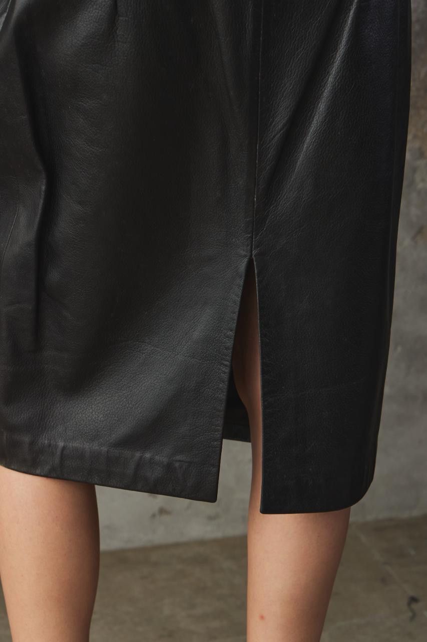 Moschino MOSCHINO Belted Leather Midi Skirt Size 29" - 7 Thumbnail