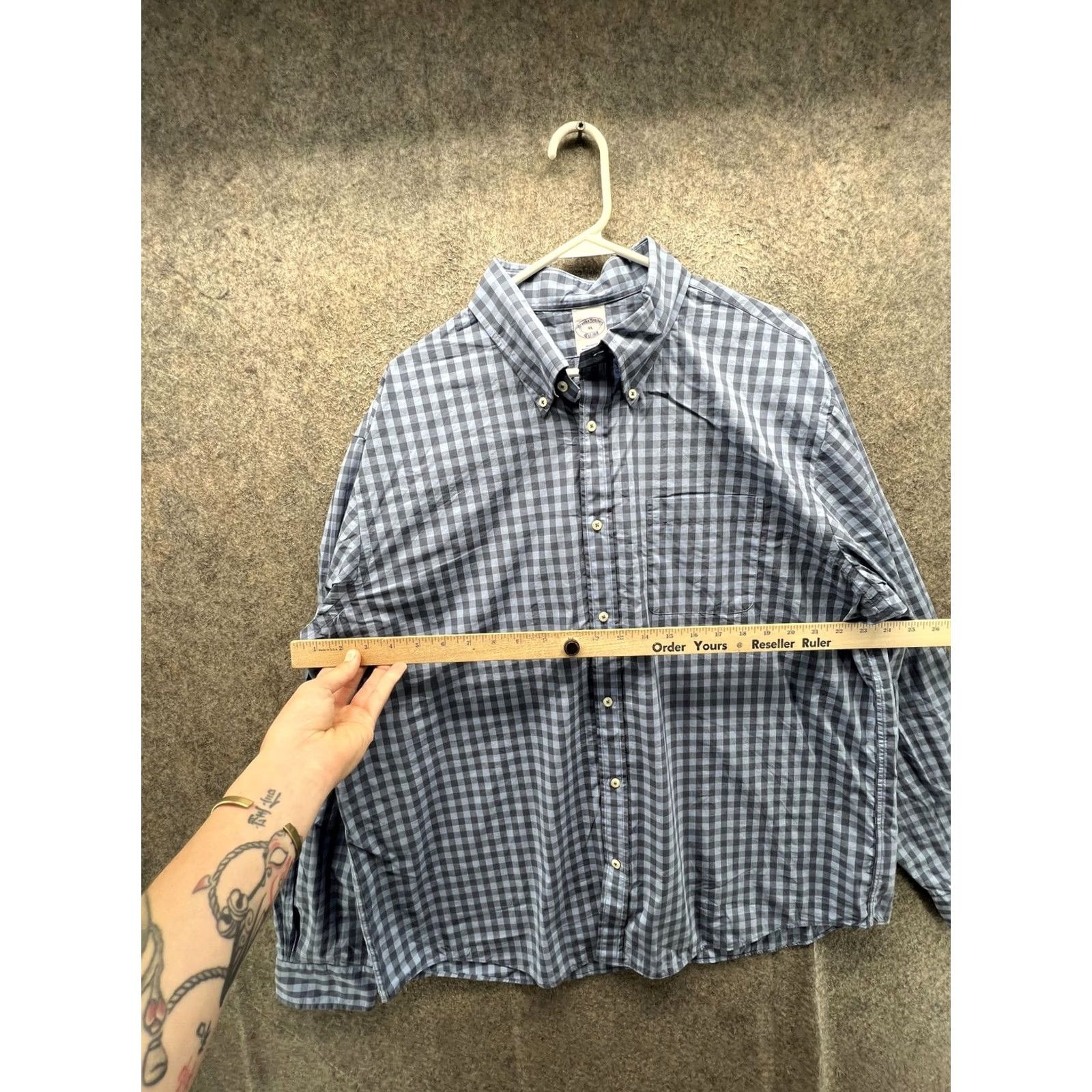 Brooks Brothers Brooks Brothers Shirt Mens XL Blue Check Oxford Button Up Front Casual Woven Size US XL / EU 56 / 4 - 5 Thumbnail