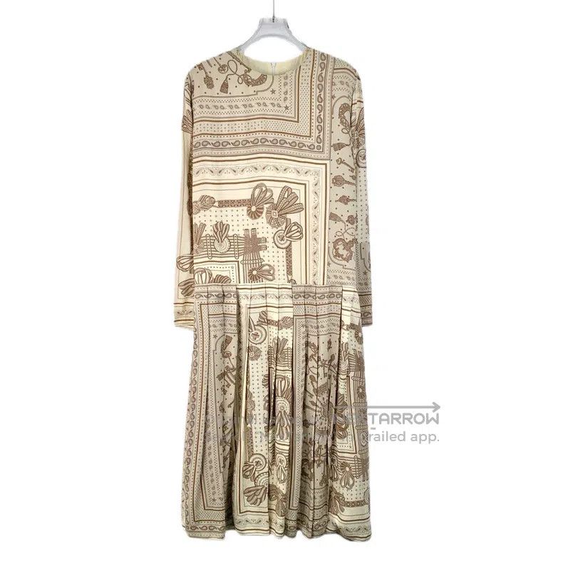 Hermes Hermes Multicolor Printed Silk Crepe Long Sleeve Pleated D Size S / US 4 / IT 40 - 1 Thumbnail