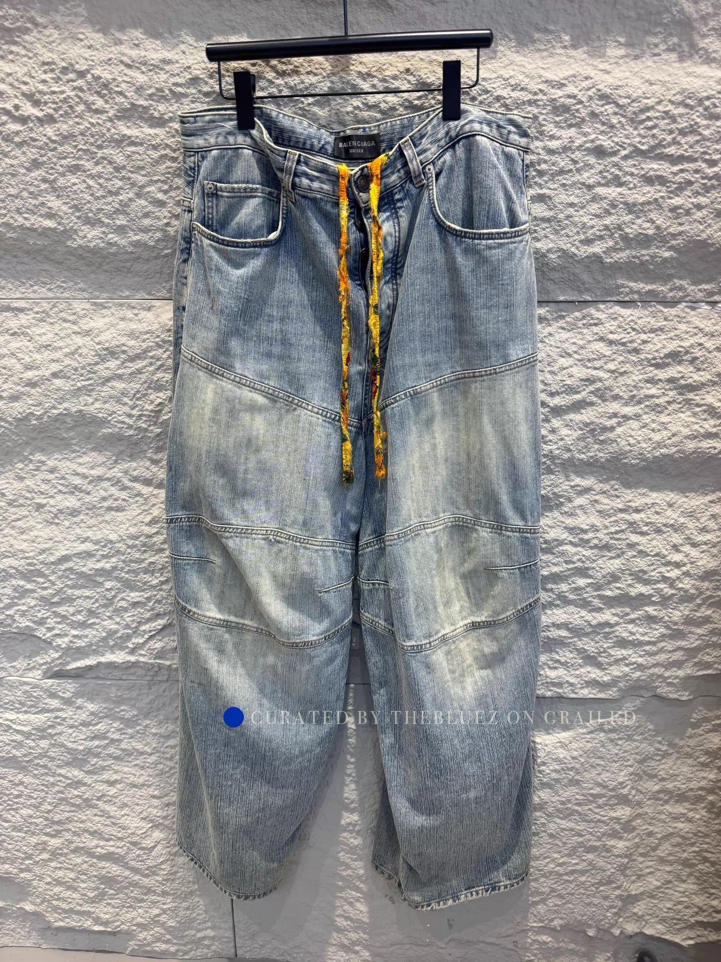 Balenciaga Color-Block Drawstring Denim Shorts Size US 30 / EU 46 - 1 Thumbnail
