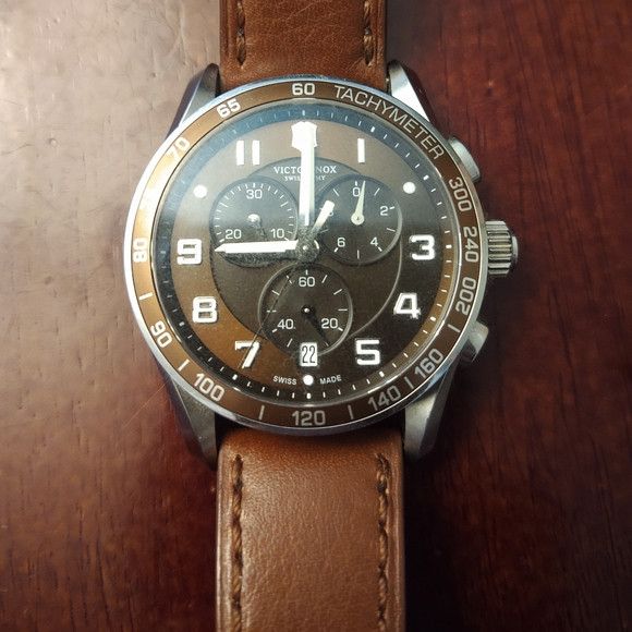 Victorinox Victorinox Chrono Classic Brown Dial Leather Watch Size ONE SIZE - 1 Thumbnail