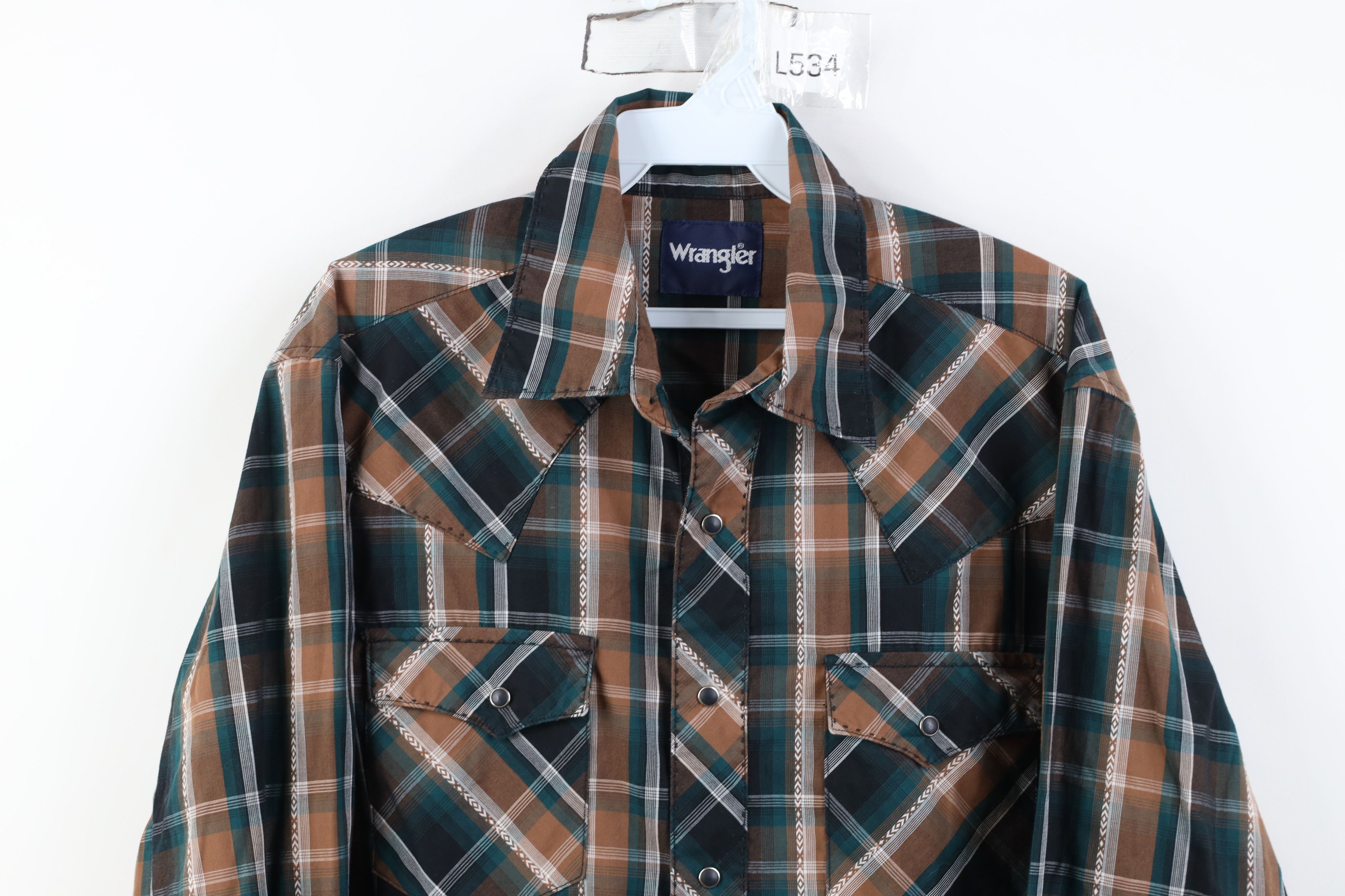 Wrangler Vintage 90s Wrangler Western Cowboy Button Shirt Plaid Size US M / EU 48-50 / 2 - 2 Thumbnail