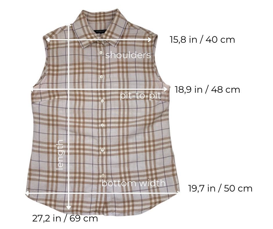 Burberry × Vintage BURBERRY NOVA CHECK SLEEVELESS BUTTON UP SHIRT BLUE LINEN Size M / US 6-8 / IT 42-44 - 2 Thumbnail