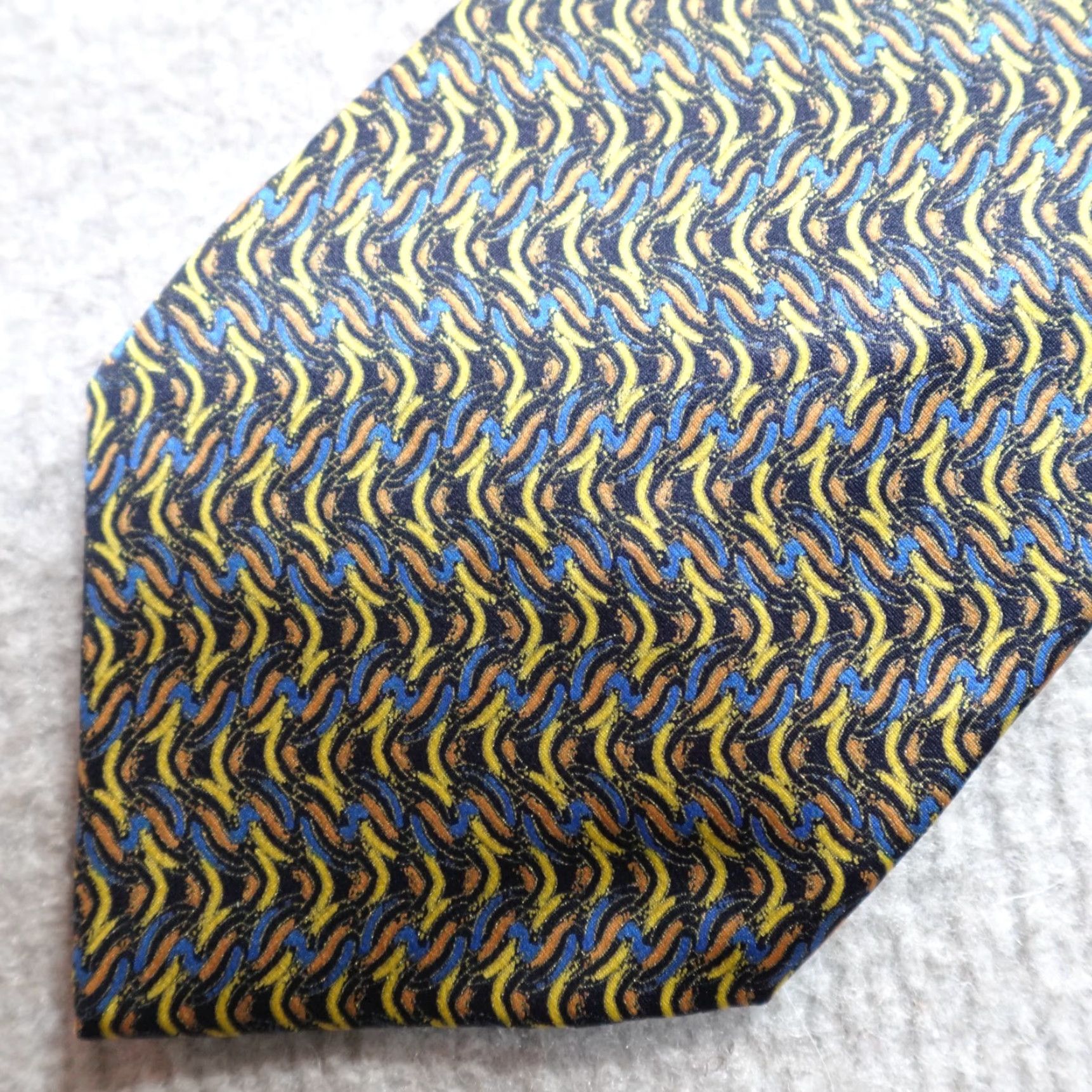 Brioni Brioni Tie Blue Yellow Orange Made In Italy Silk Plaids & Checks Mens Adult Tie Size ONE SIZE - 2 Thumbnail