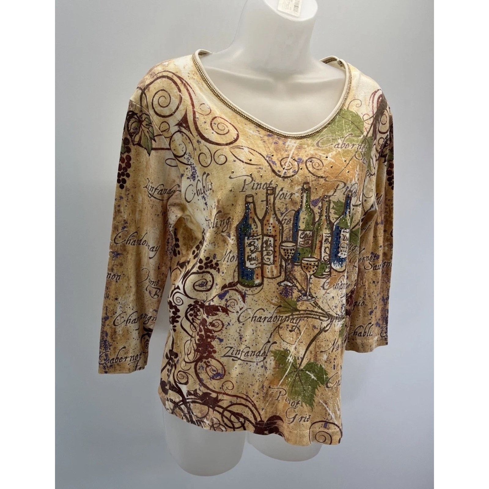 Other Cactus Bay Tattoo Print Womens S Top Merlot Wine Glasses Size S / US 4 / IT 40 - 2 Thumbnail