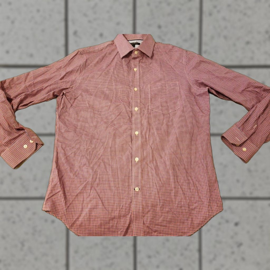 Banana Republic VINTAGE Banana Republic Mens Dress Shirt M Medium Red Cotton Button-Up Long Sleeve Shirts Mens Red Cotton Button-Up M Size Size 40R - 1 Thumbnail