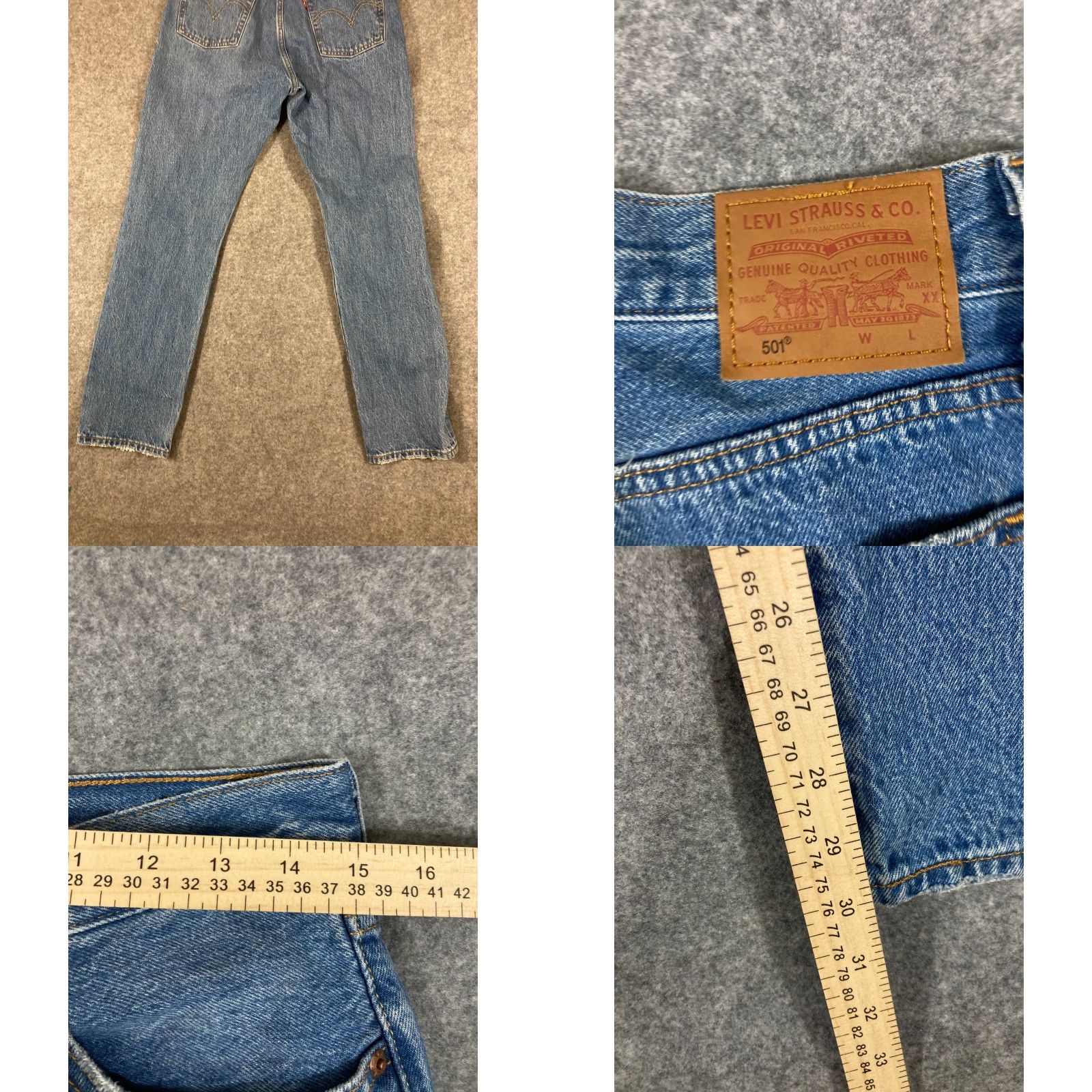 Levi's Levi’s Premium 501 Jeans Mens 28X30 Blue Denim Button Fly Straight Pockets Distressed Denim Jeans Regular Fit 501 Series USA City Classic Mens Size US 28 / EU 44 - 9 Thumbnail