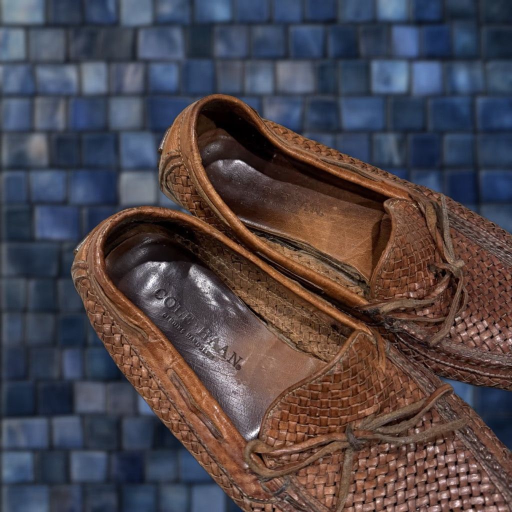 Cole Haan Cole Haan Nutmeg Brown Woven Leather Loafers Size US 10.5 D VTG Unisex Adults Shoes Brown Loafers Nutmeg 10240 Size US 10 / IT 40 - 1 Thumbnail