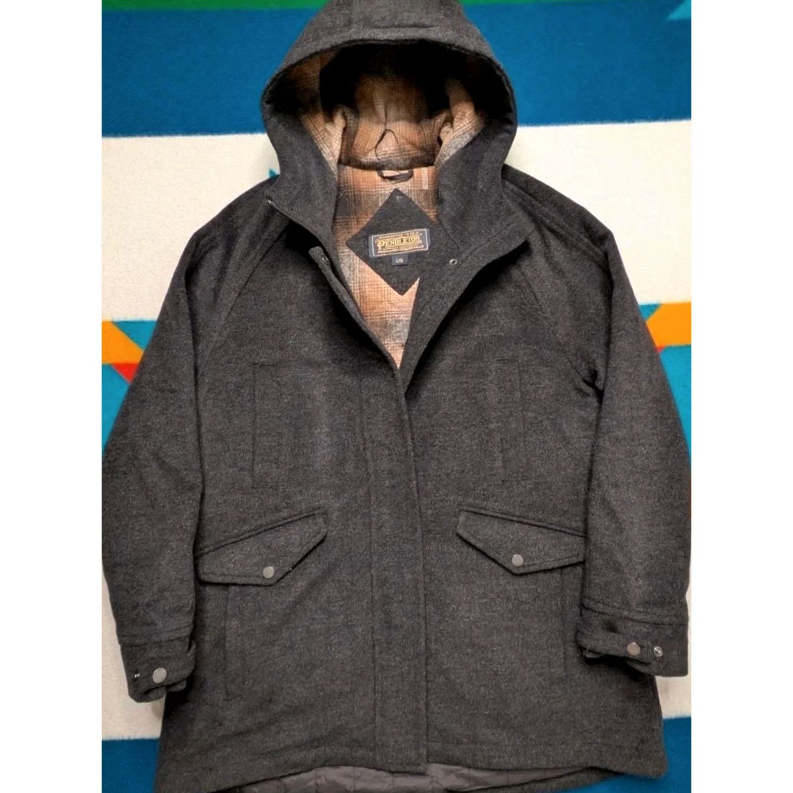 Pendleton Pendleton West Haven Wool Jacket Hooded Full Zip Insulated Quilt Line Grey L Women Size L / US 10 / IT 46 - 2 Thumbnail
