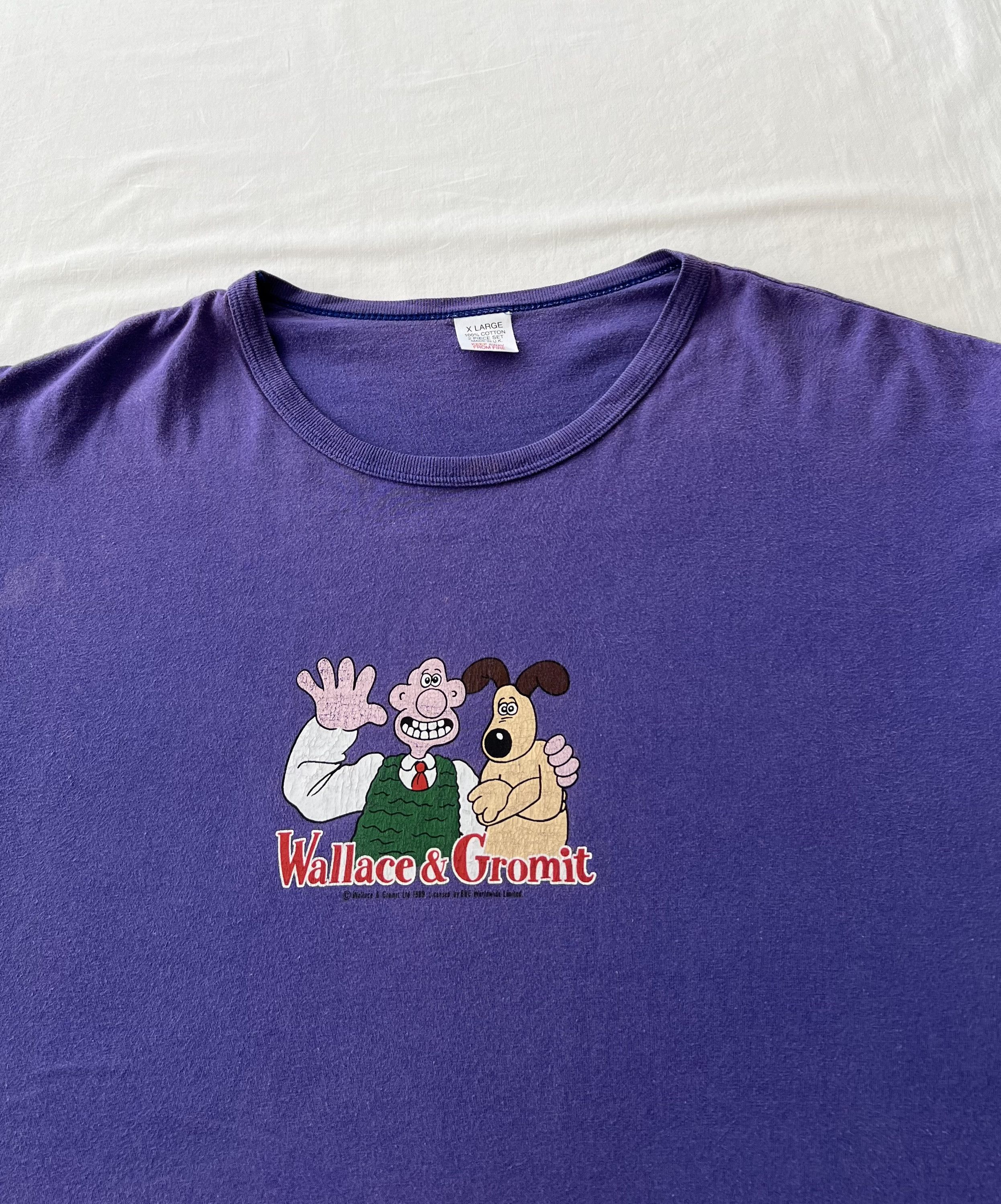 Cartoon Network Vintage 1989 Wallace and Gromit Cartoon Purple T-shirt Size US XL / EU 56 / 4 - 4 Thumbnail