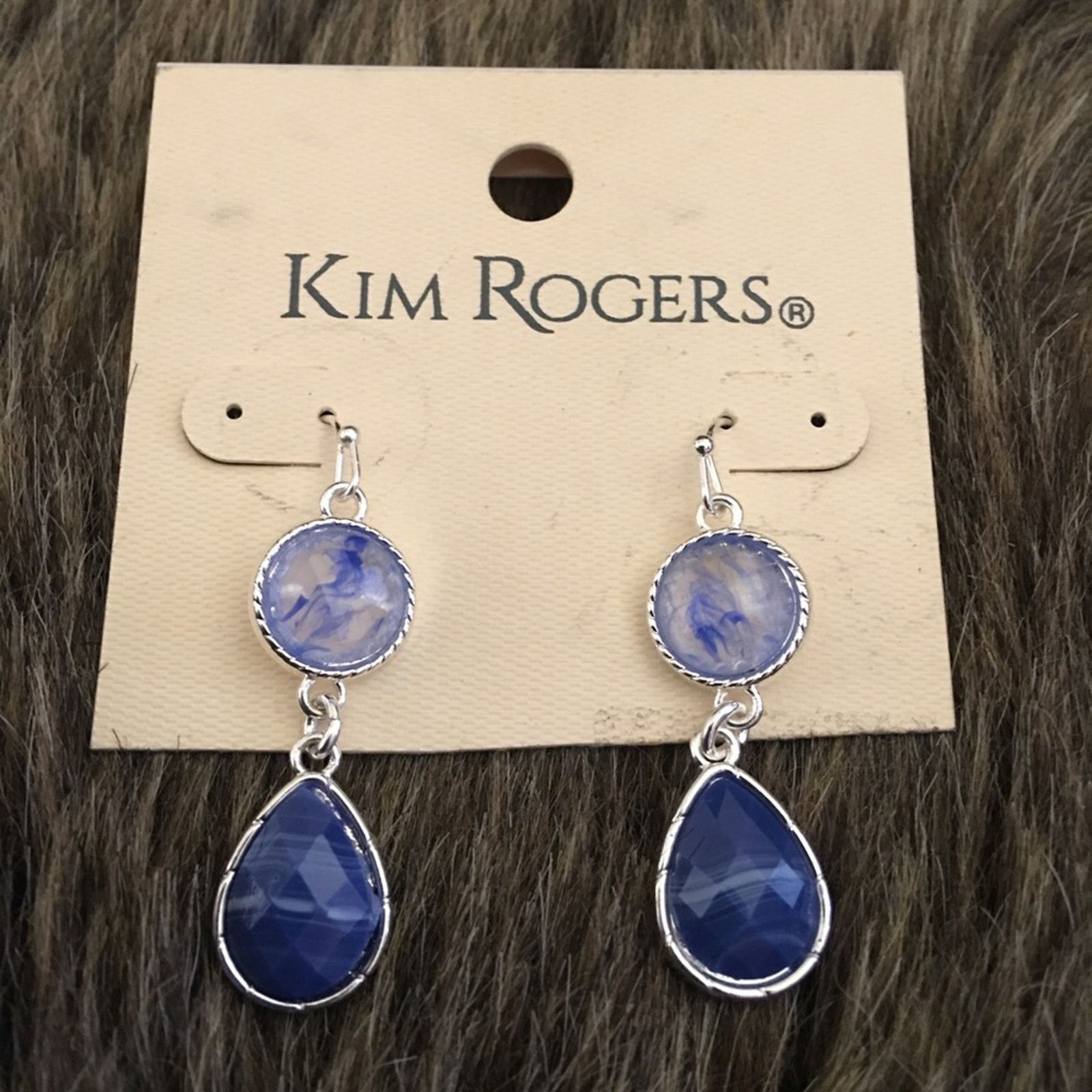 Jewelry Kim Rogers Blue Glass Stone Dangle Earrings in Silver, Women's