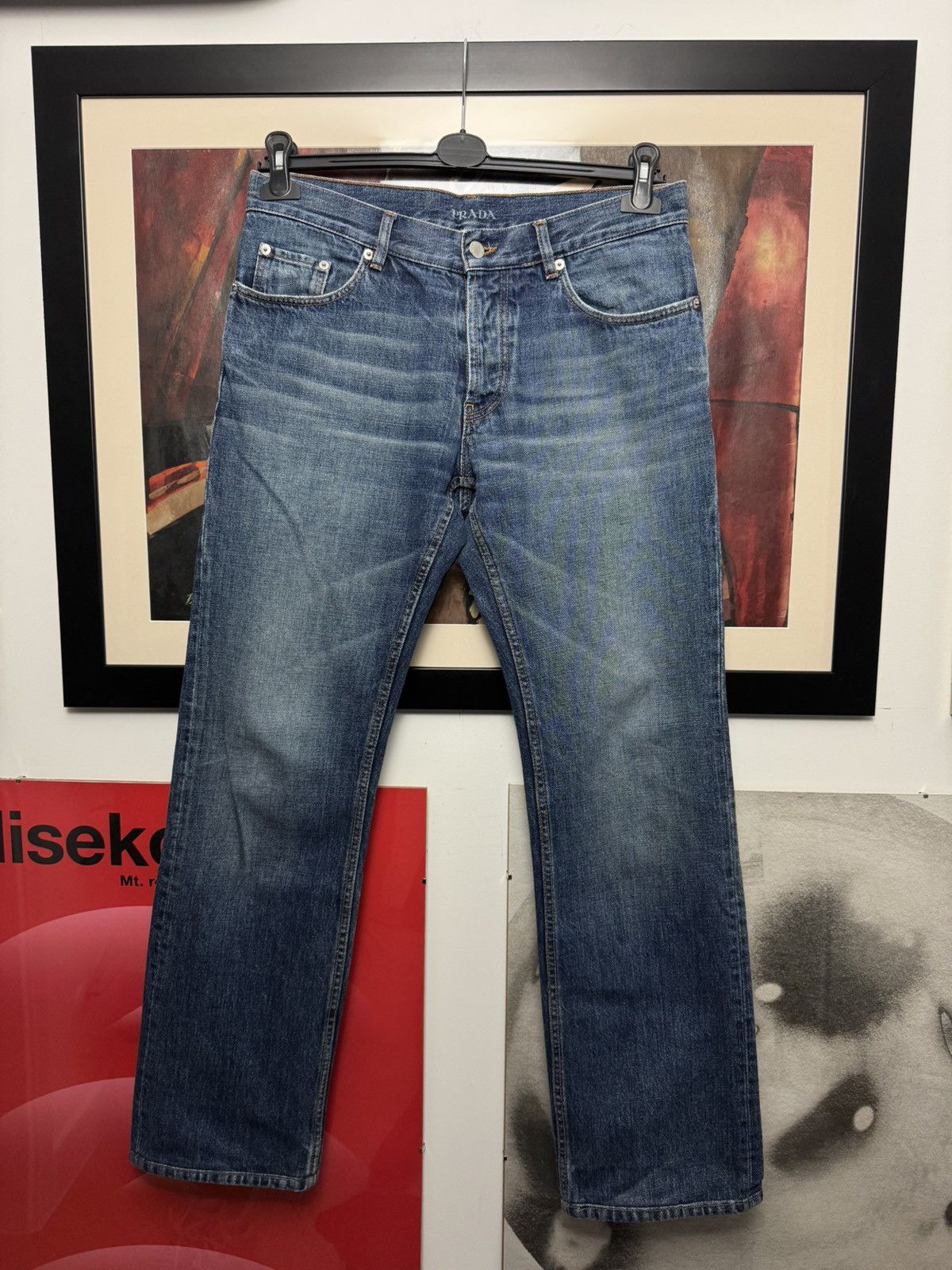 Prada 2008 Prada Blue Classic Fit Denim Jeans Designer Vintage Y2k Size US 32 / EU 48 - 1 Thumbnail