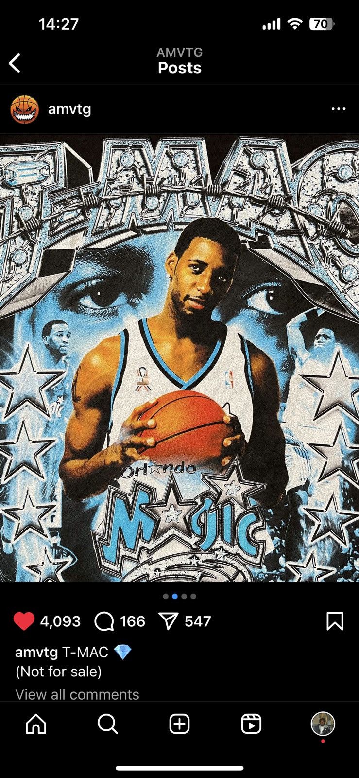 Vintage A.M. Vintage Tracy McGrady T Shirt Size US M / EU 48-50 / 2 - 4 Thumbnail