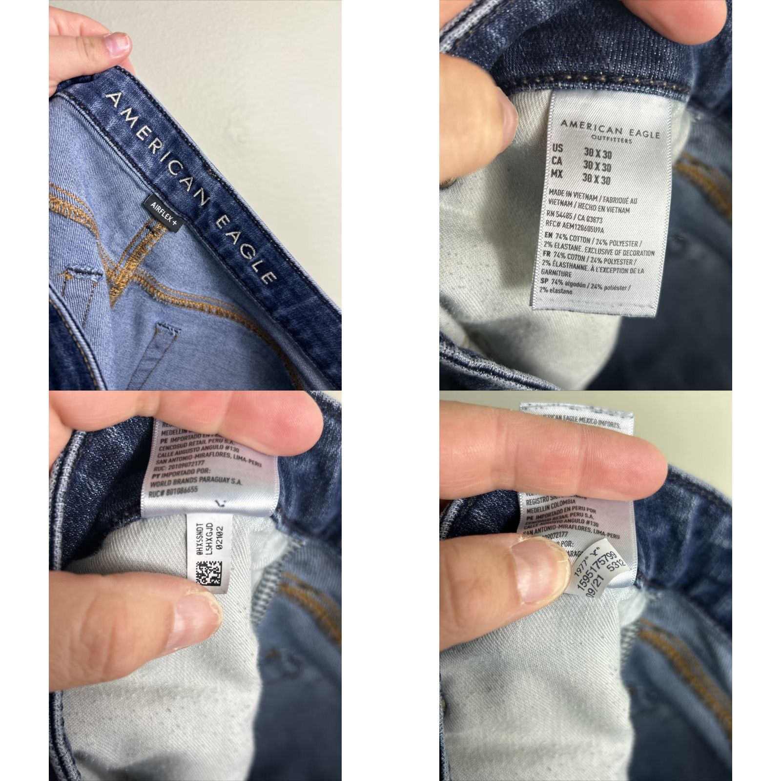 American Eagle Outfitters American Eagle Jeans Men's 30 x 27.5 Airflex + Athletic Fit Blue Straight Jeans Men Size US 30 / EU 46 - 9 Thumbnail
