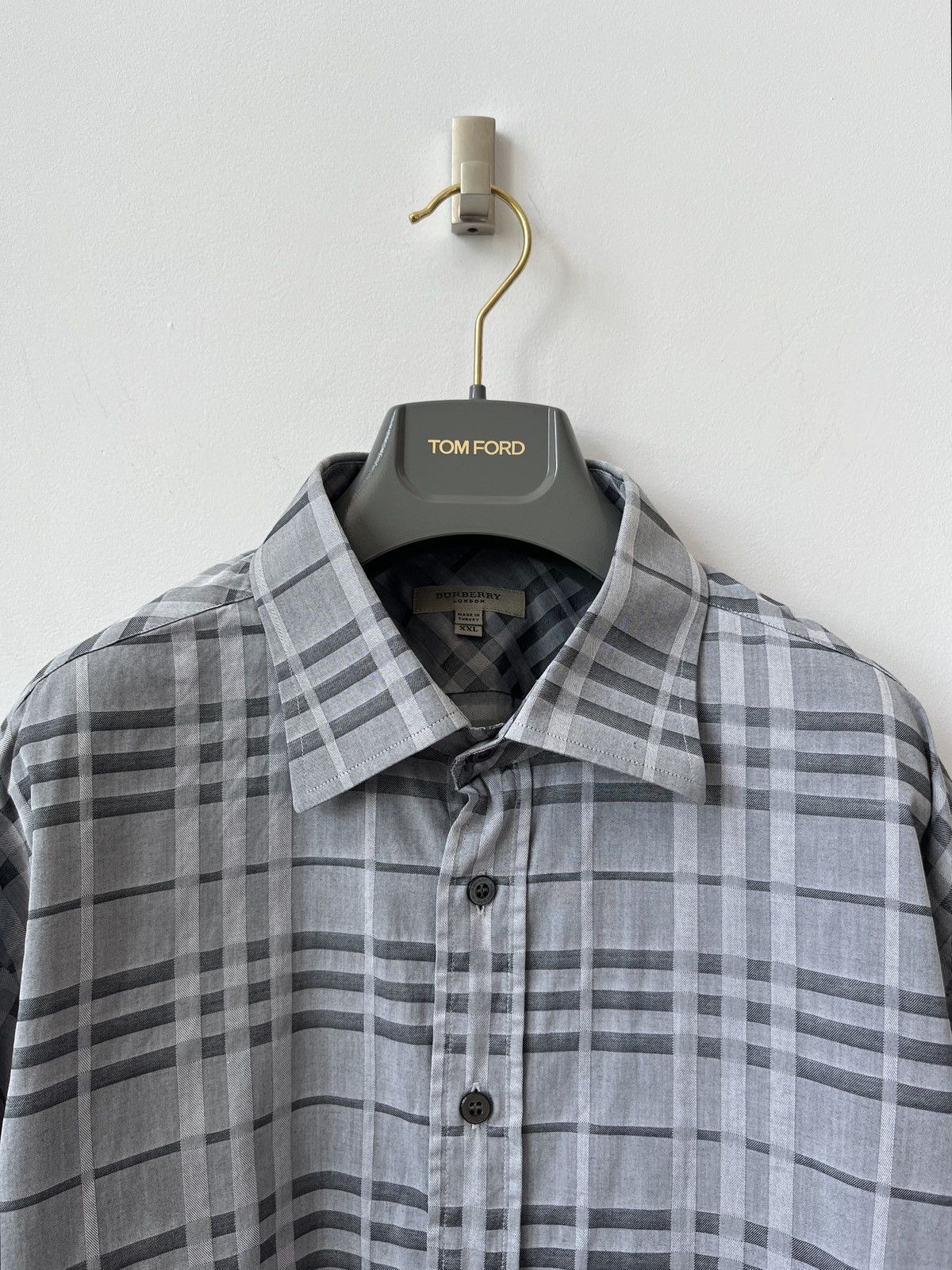 Burberry BURBERRY Grey Nova Check Shirt Luxury Streetwear Old Money Size US XXL / EU 58 / 5 - 4 Thumbnail