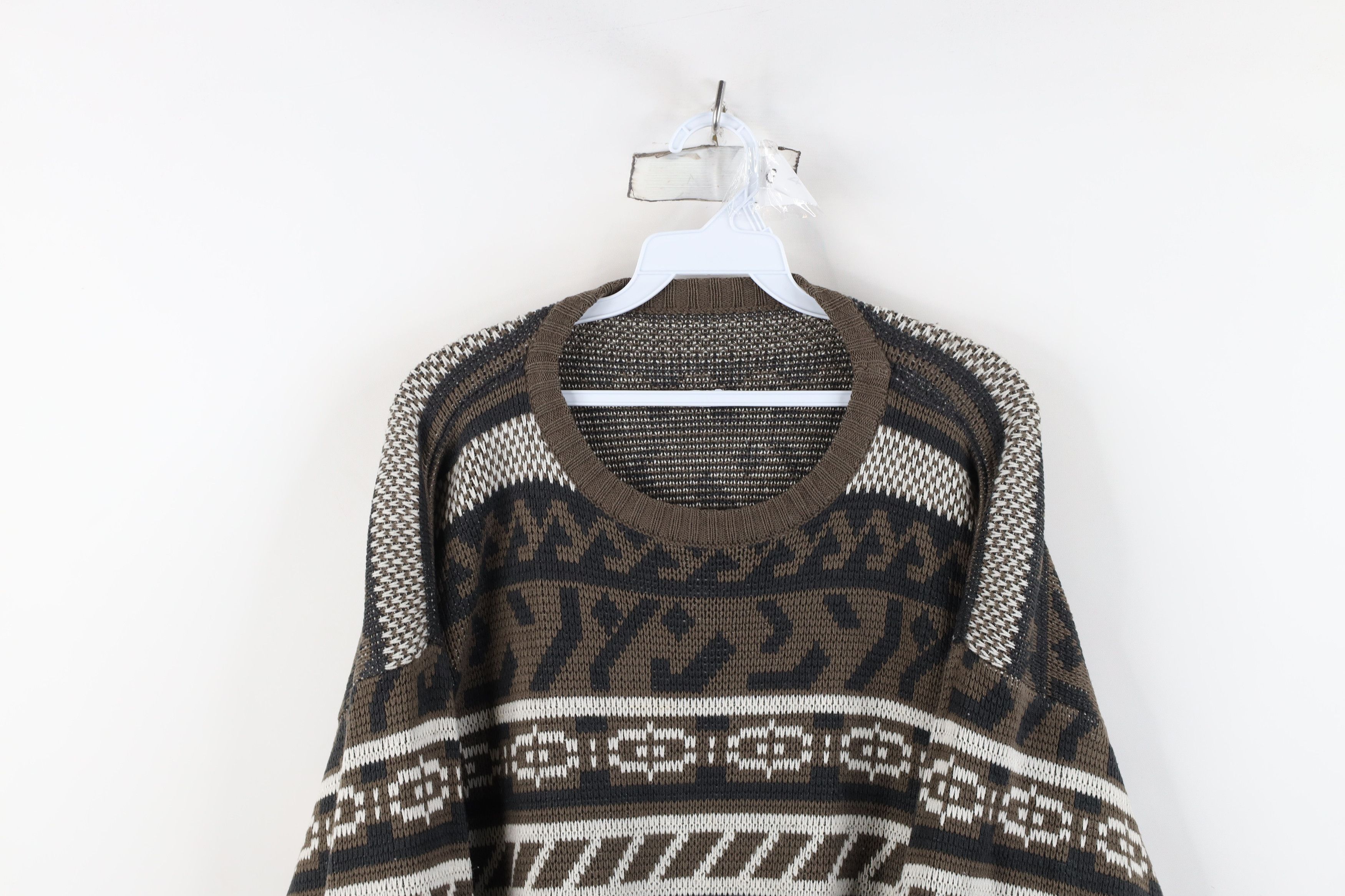 Vintage Vintage 90s Streetwear Geometric Fair Isle Knit Sweater Size US L / EU 52-54 / 3 - 2 Thumbnail