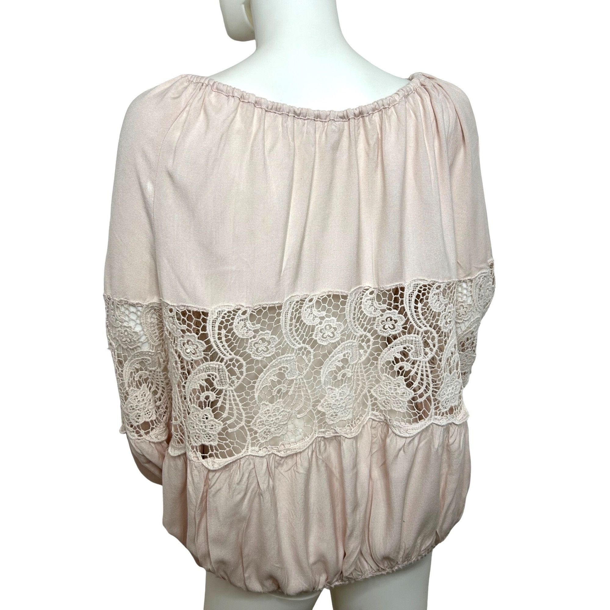 Free People Free People. Blouse S/P Pink, Lace Tassels Balloon Long Slee Size S / US 4 / IT 40 - 3 Thumbnail