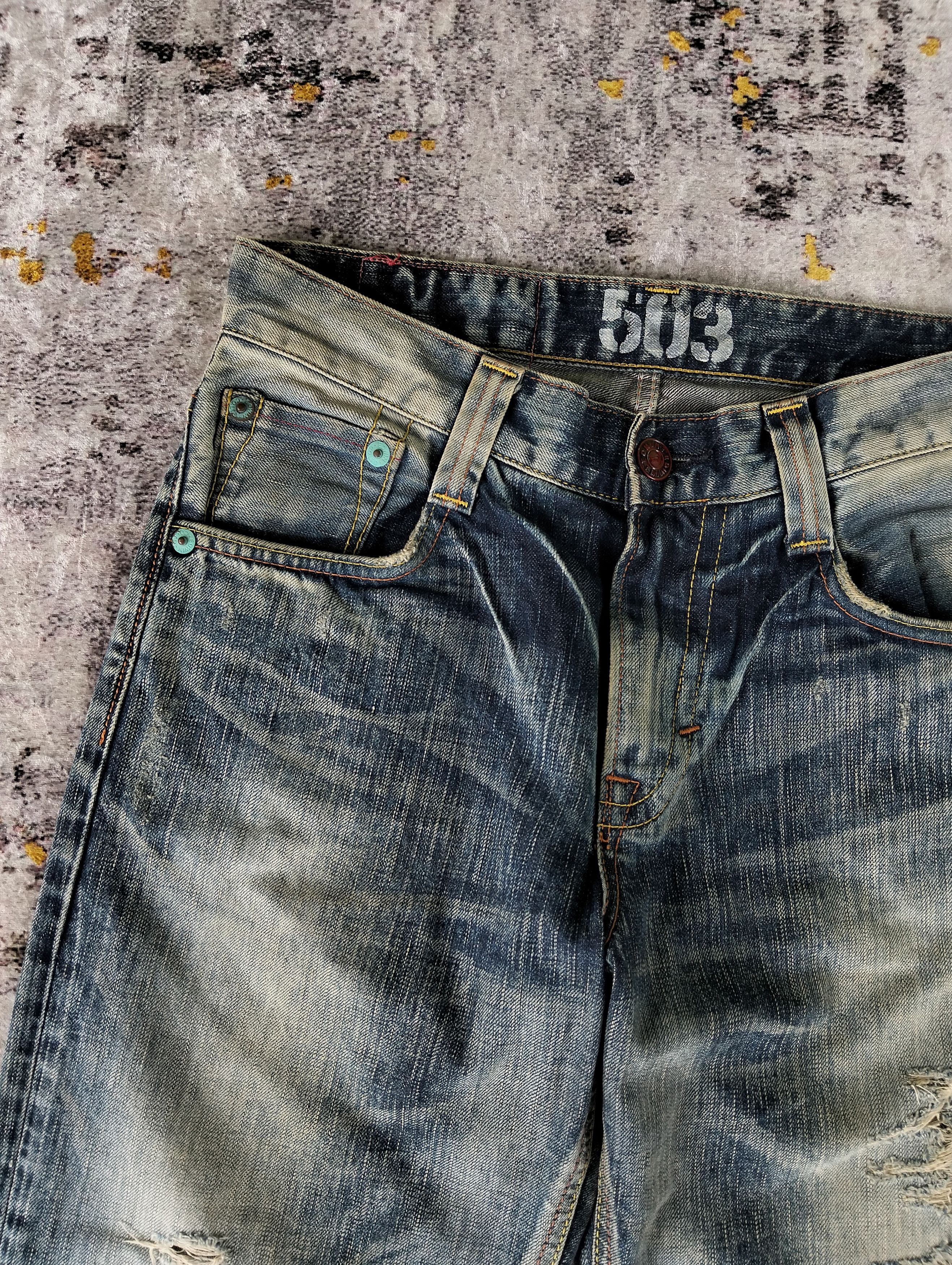 Edwin Ripped Edwin 503 Blue Trip Regular Straight Faded Jeans Size US 31 - 12 Thumbnail