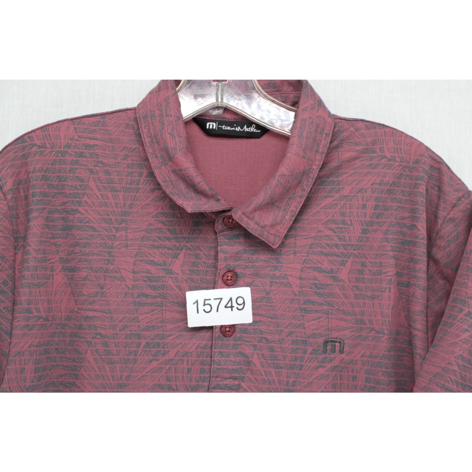 TravisMathew Travis Mathew Polo Floral Men's Large Red Logo Breathable Quick Dry Short Sleeve Size US L / EU 52-54 / 3 - 8 Thumbnail