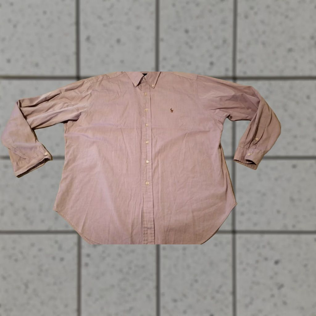 Polo Ralph Lauren VINTAGE Polo Ralph Lauren Dress Shirt Mens Purple Striped 17 34 35 Cotton Long Sleeve Button Up Shirt Mens Size 46R - 1 Thumbnail