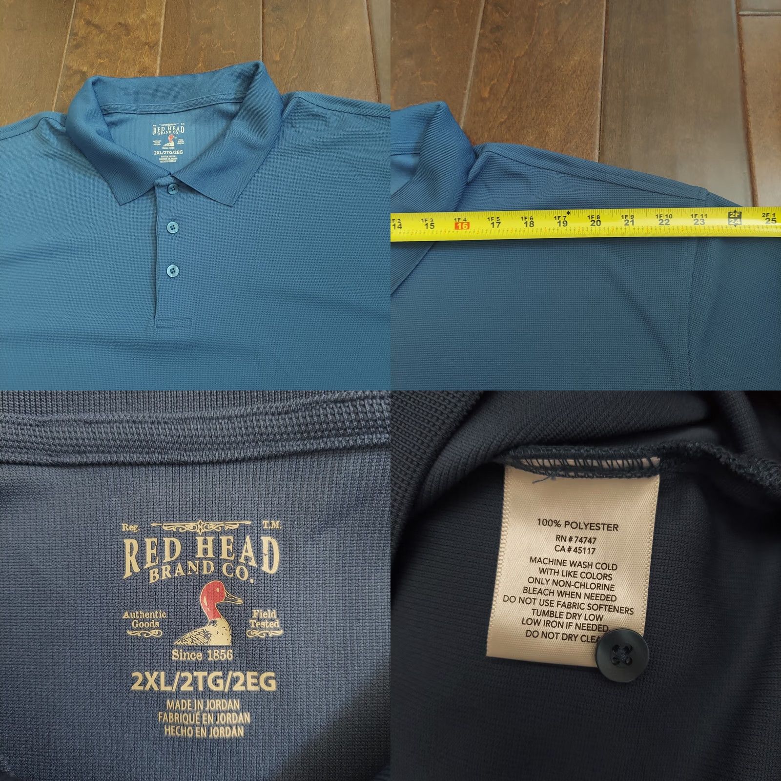 Vintage RedHead Mens Short Sleeve Solid Blue Polo Shirt - 2XL Size US XXL / EU 58 / 5 - 9 Thumbnail