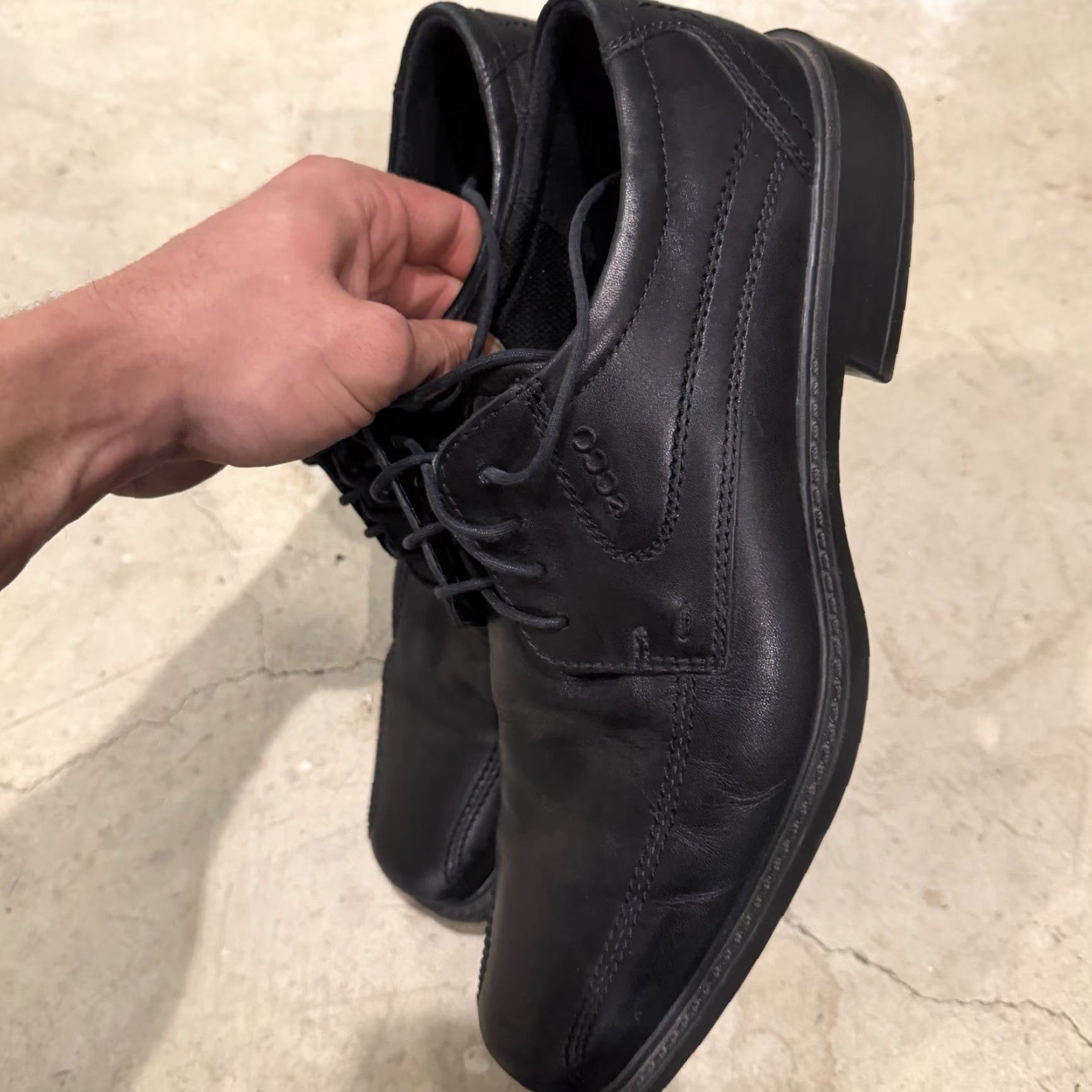 Ecco ECCO New Jersey Lace Up Dress Shoes Mens US 10-10.5 Black Oxford Leather EU 44 Shoes Mens Size US M / EU 48-50 / 2 - 6 Thumbnail