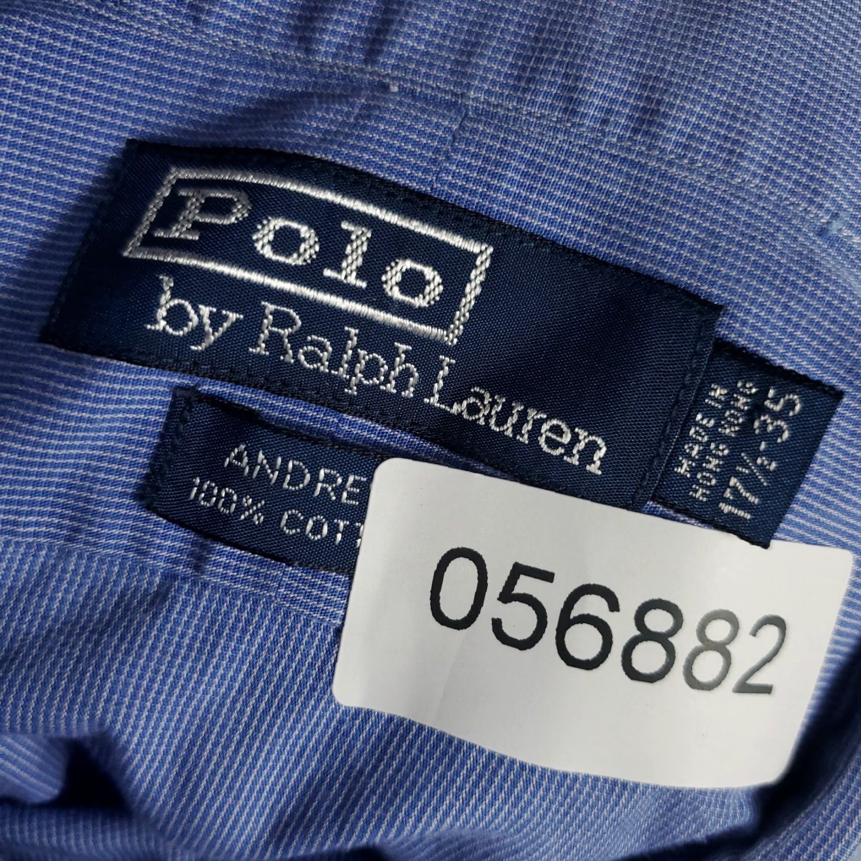 Ralph Lauren VINTAGE Ralph Lauren Dress Shirt Mens Size 17.5 Blue Cotton Long Sleeve Button Up Business Casual Formal Size 46R - 8 Thumbnail