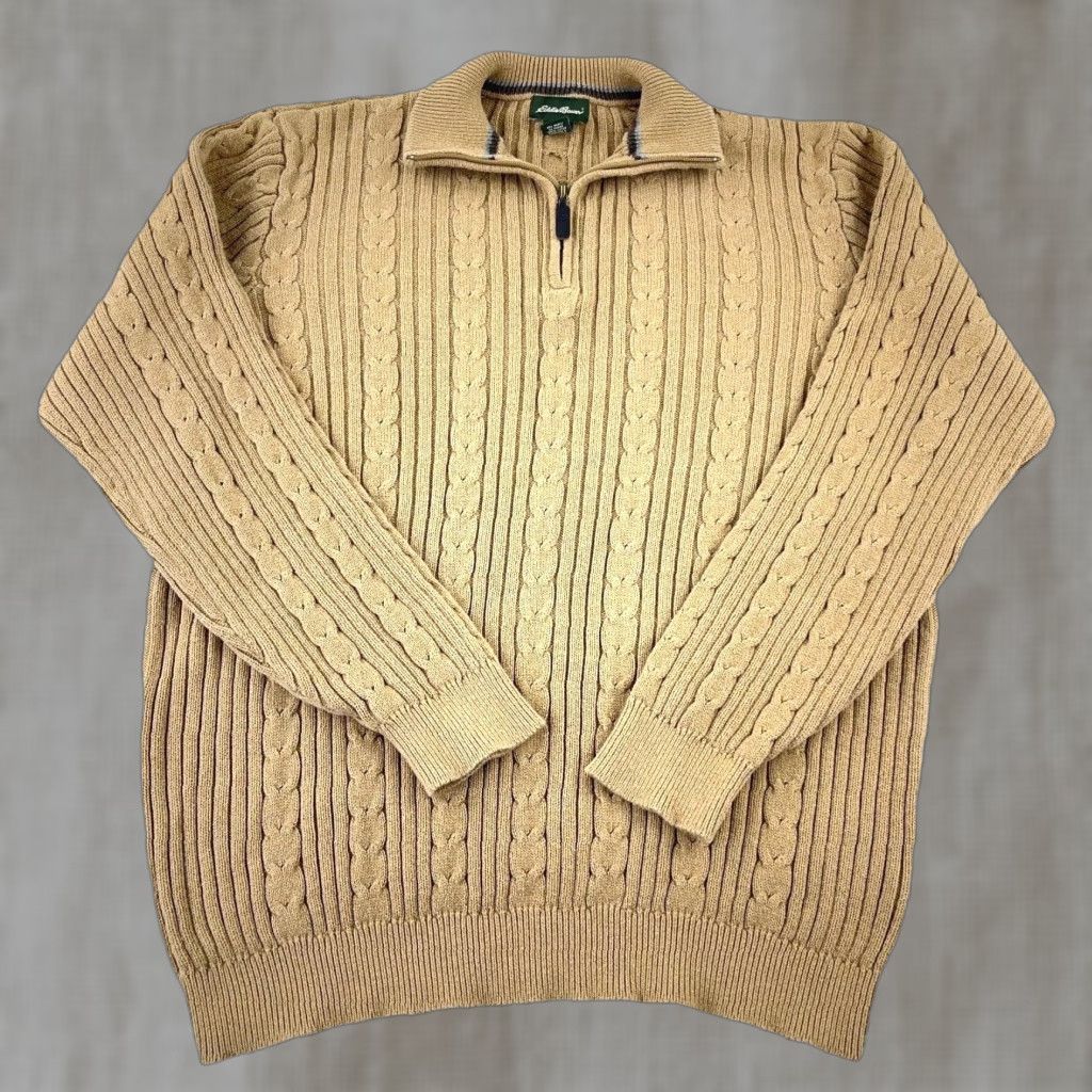 Eddie Bauer Eddie Bauer Sweater Men Large Tall Brown Heavy Cable Knit Pullover Textured Size US L / EU 52-54 / 3 - 1 Thumbnail