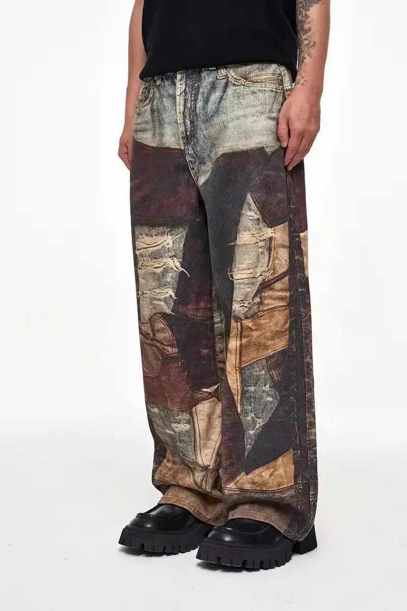 Japanese Brand Streetwear Design Old Patch Retro Printing Distressed Jeans Size US 34 / EU 50 - 2 Thumbnail