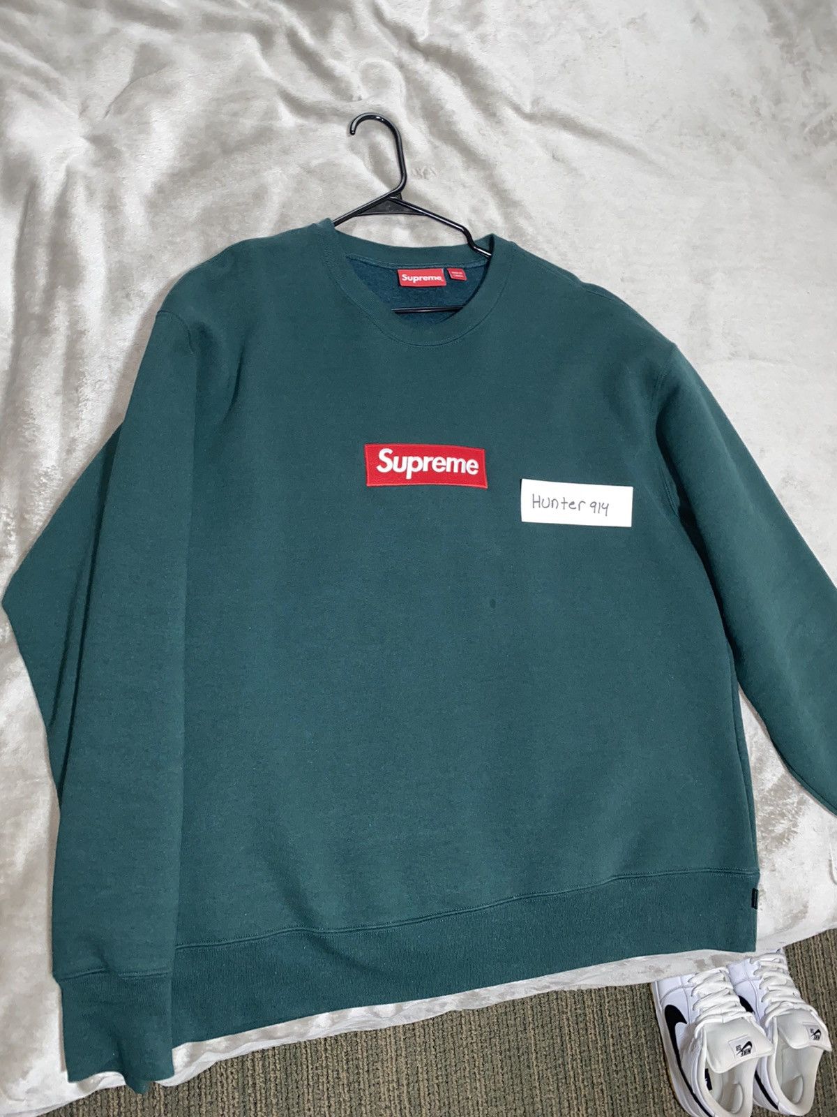 Supreme Box Logo Crewneck Sweatshirt Black FW18 Size Large SLIGHTLY USED  RARE