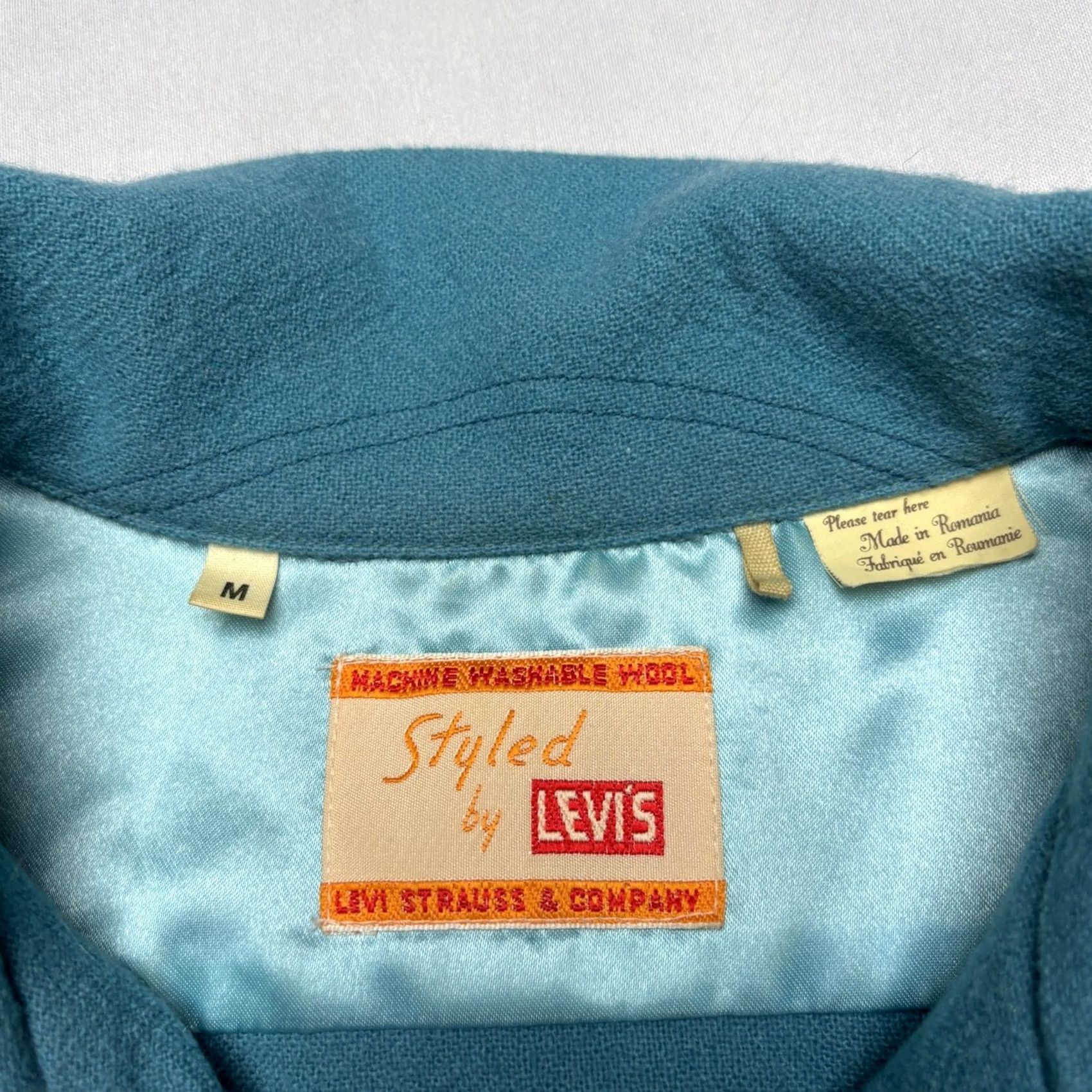 Levi's VINTAGE Levi's Camp Loop Collar Button Up Shirt Men M Wool LVC Styled 1950s Wool Shirt Mens Medium Blue Size US M / EU 48-50 / 2 - 4 Thumbnail