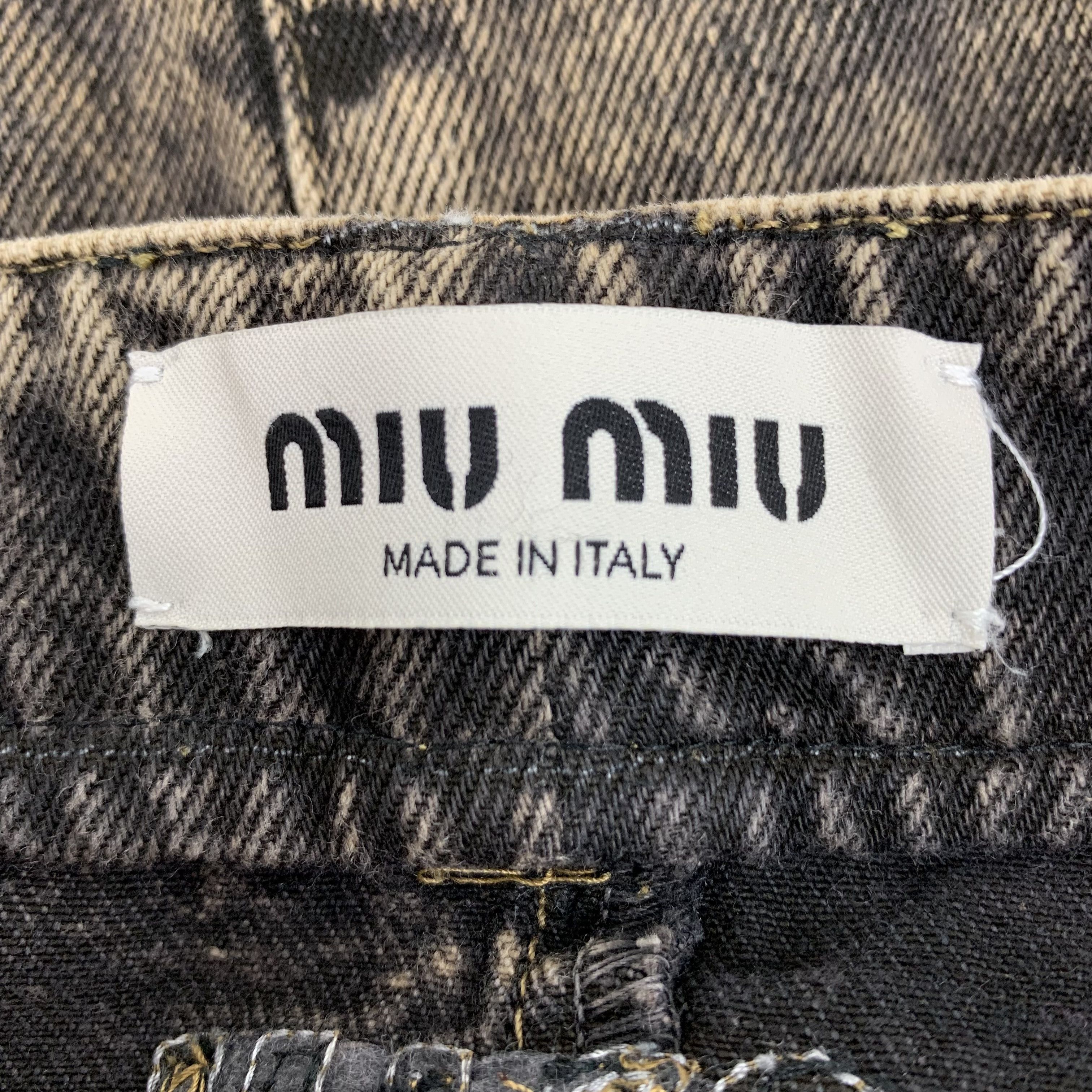 Miu Miu Miu Miu 22 Brown Logo-Embroidered Cotton Denim Skirt Size 26" / US 2 / IT 38 - 5 Thumbnail