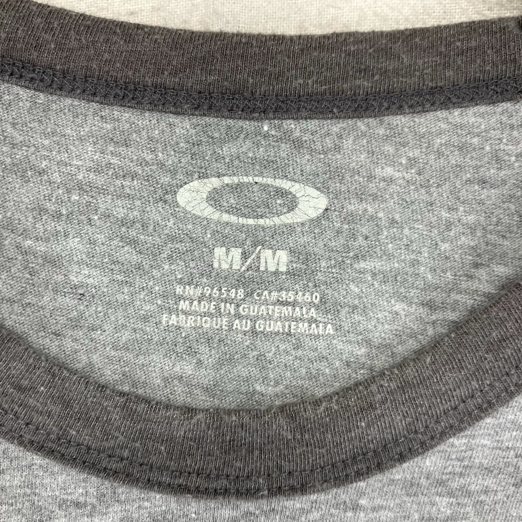 Oakley Oakley Mens T Shirt Baseball Style 90s Graphic Print Gray Crew Neck 3/4 Sleeve Regular Fit Medium Size US M / EU 48-50 / 2 - 4 Thumbnail