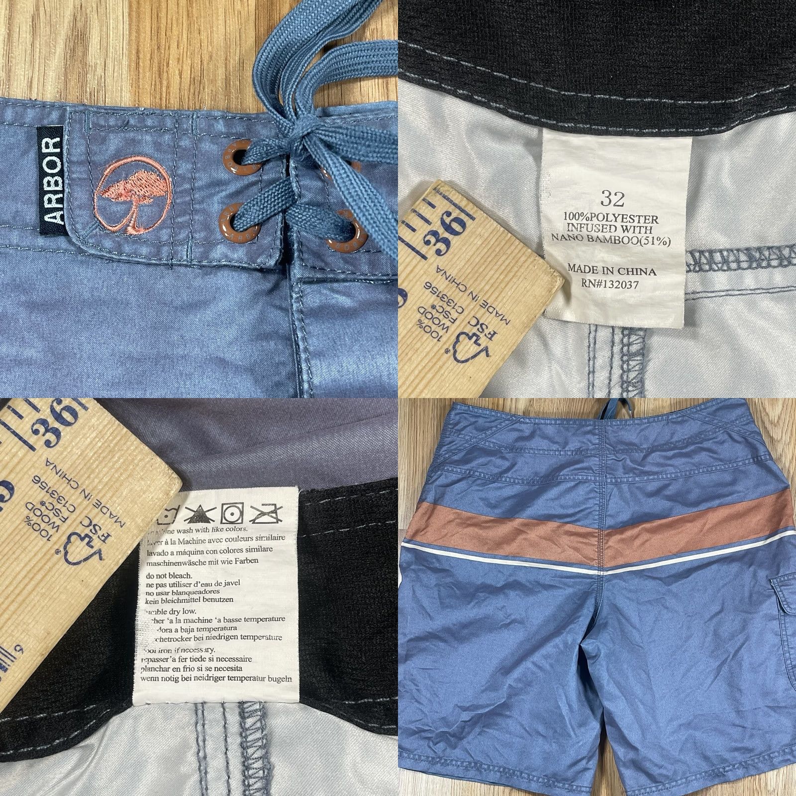 Vintage Arbor Beach Trunks Mens 32 100% Polyester Gray Drawstring Elastic Waist Pockets Quick Dry shorts Size US 32 / EU 48 - 8 Thumbnail