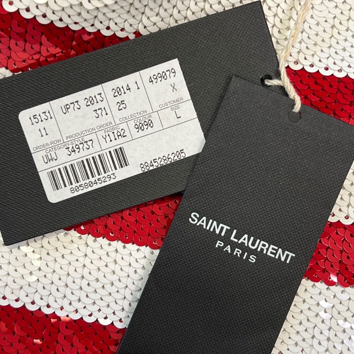 Saint Laurent Paris SAINT LAURENT PARIS 2014 Spring Sequin Striped S/S Knit Size L / US 10 / IT 46 - 7 Thumbnail