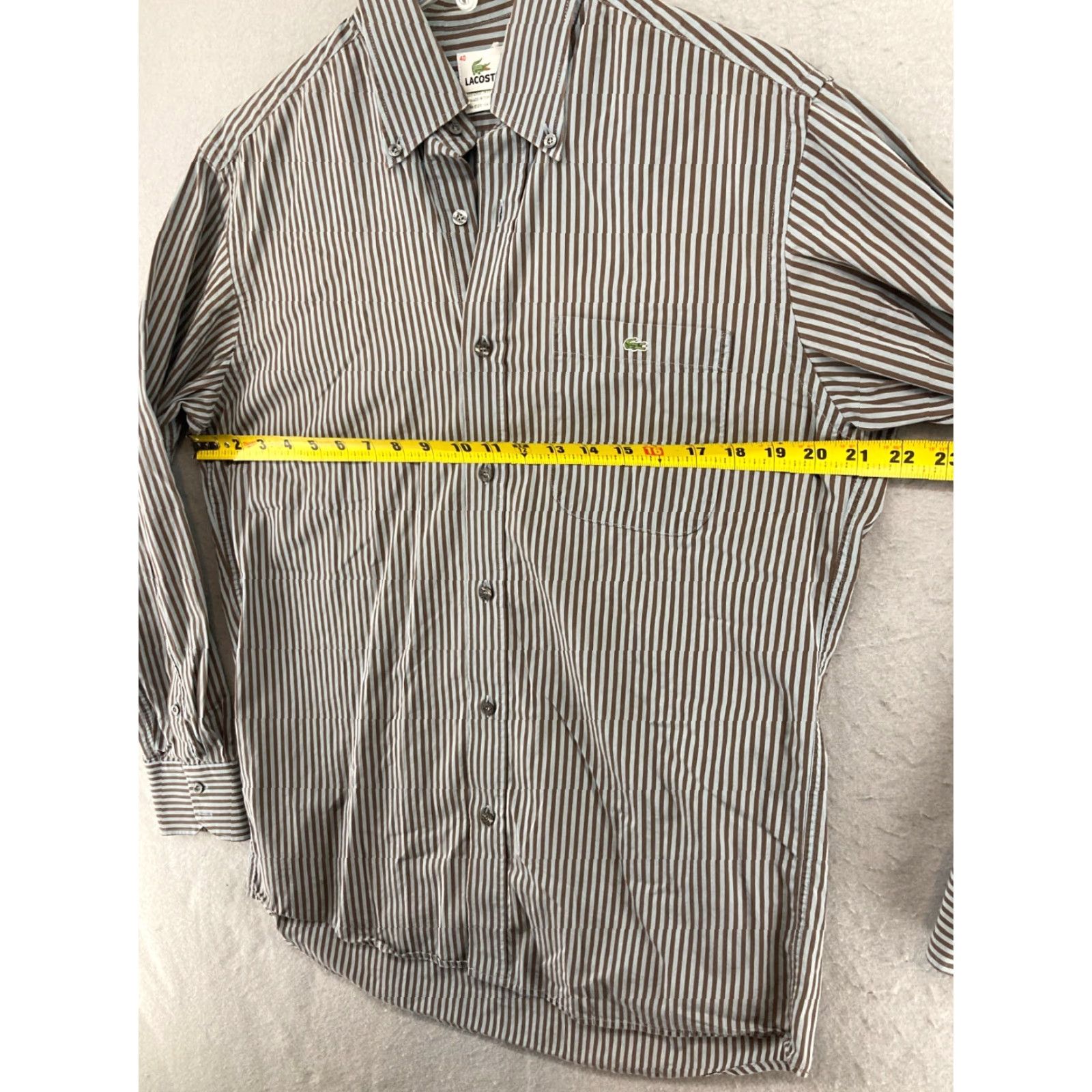 Lacoste Lacoste Mens Shirt 40 Blue Stripe Button Up Crocodile Shirt Regular Knit? Size US L / EU 52-54 / 3 - 2 Thumbnail