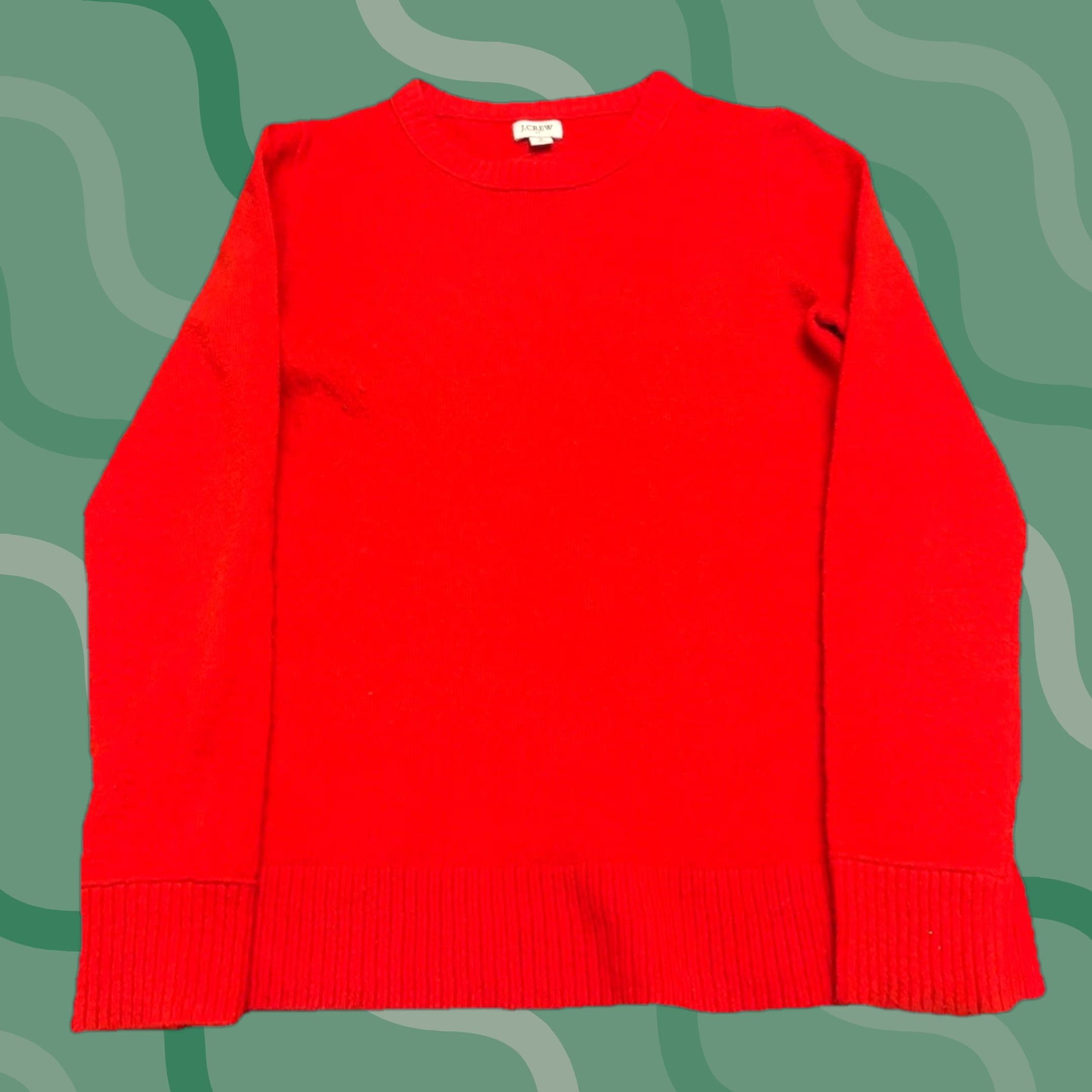 J.Crew J.CREW Bright Red Long Sleeve Knit Top Women's Size S T-Shirt Knit Red Solid M1 Size S / US 4 / IT 40 - 1 Thumbnail