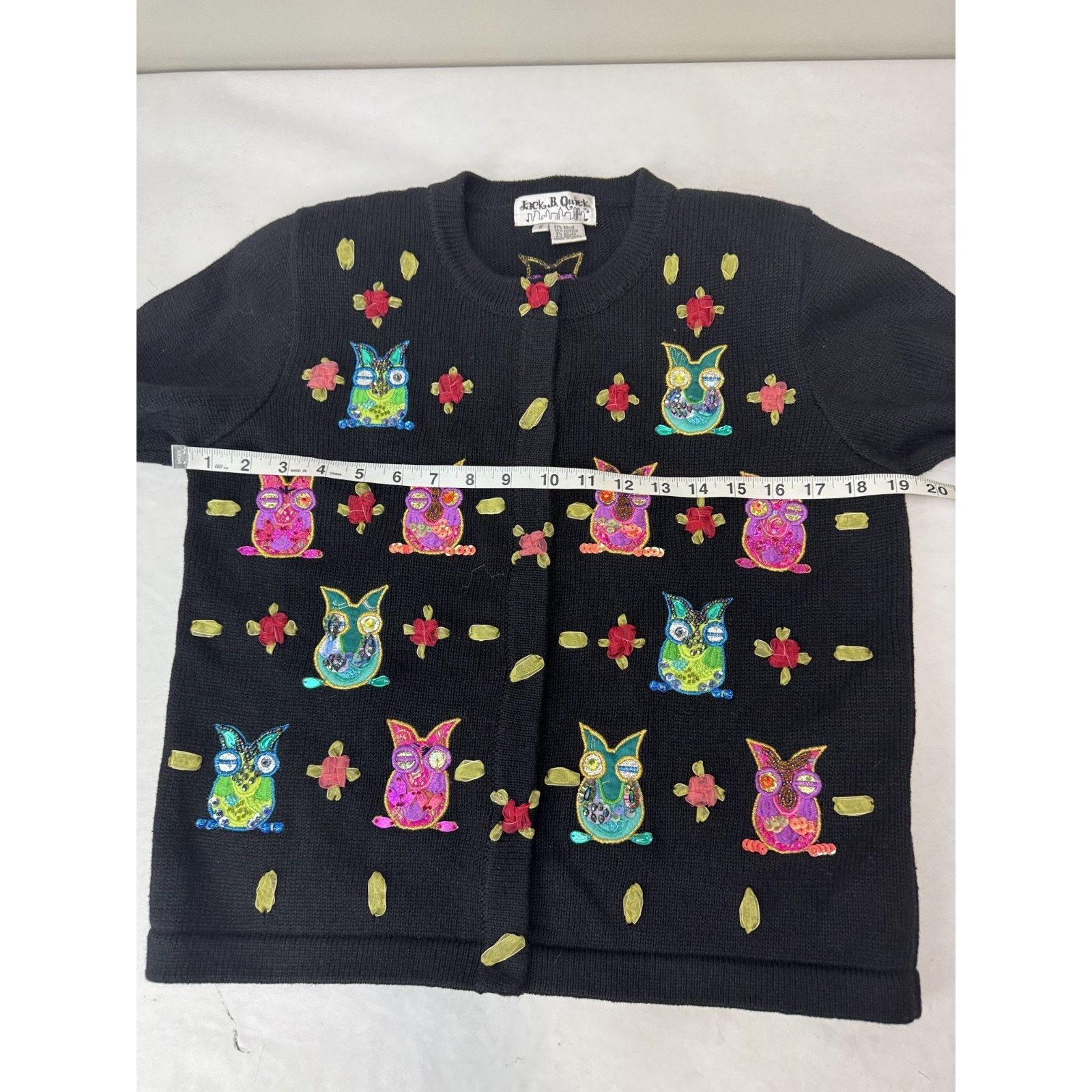Other Vintage JACK B QUICK Owl Cardigan Beaded Sweater Sz S Size S / US 4 / IT 40 - 2 Thumbnail