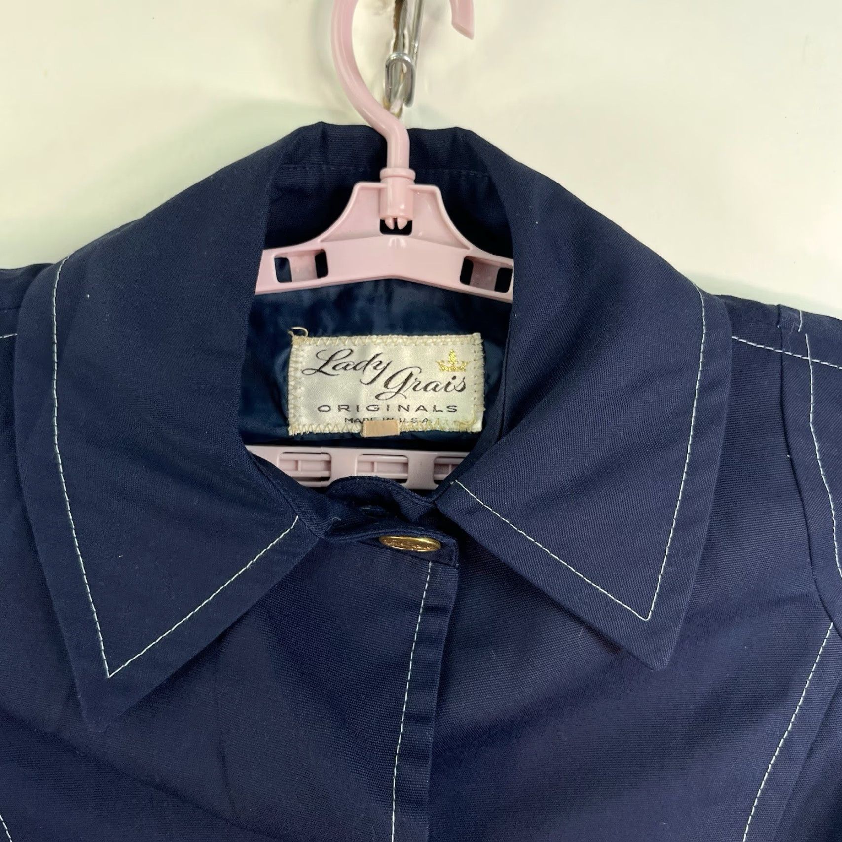 Vintage VINTAGE 1970s Lady Grais Belted Overcoat Women's Size 16 Blue Cotton Mod/GoGo USA Size XXL / US 16-18 / IT 52-54 - 3 Thumbnail