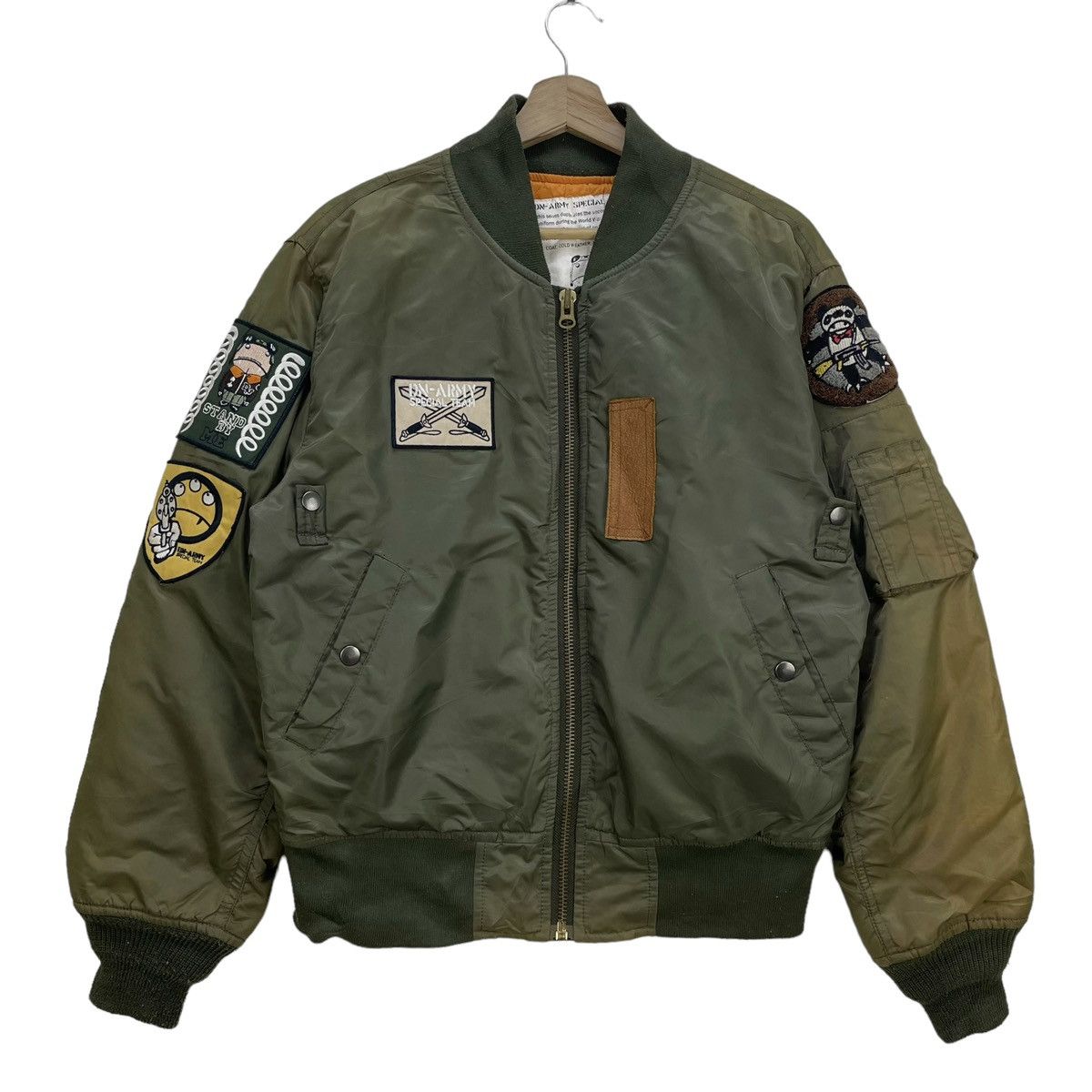 Image of Army Of Me Vintage Bomber Ma 1 Dn Army Special Team Jacket in Green, Men's (Size Small)