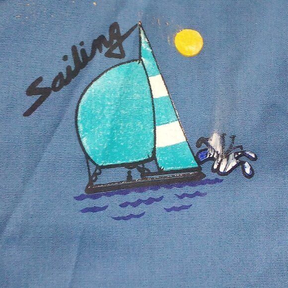 Vintage Vintage Sailing Boats Flowers V-Neck T-Shirt Size US XL / EU 56 / 4 - 3 Thumbnail