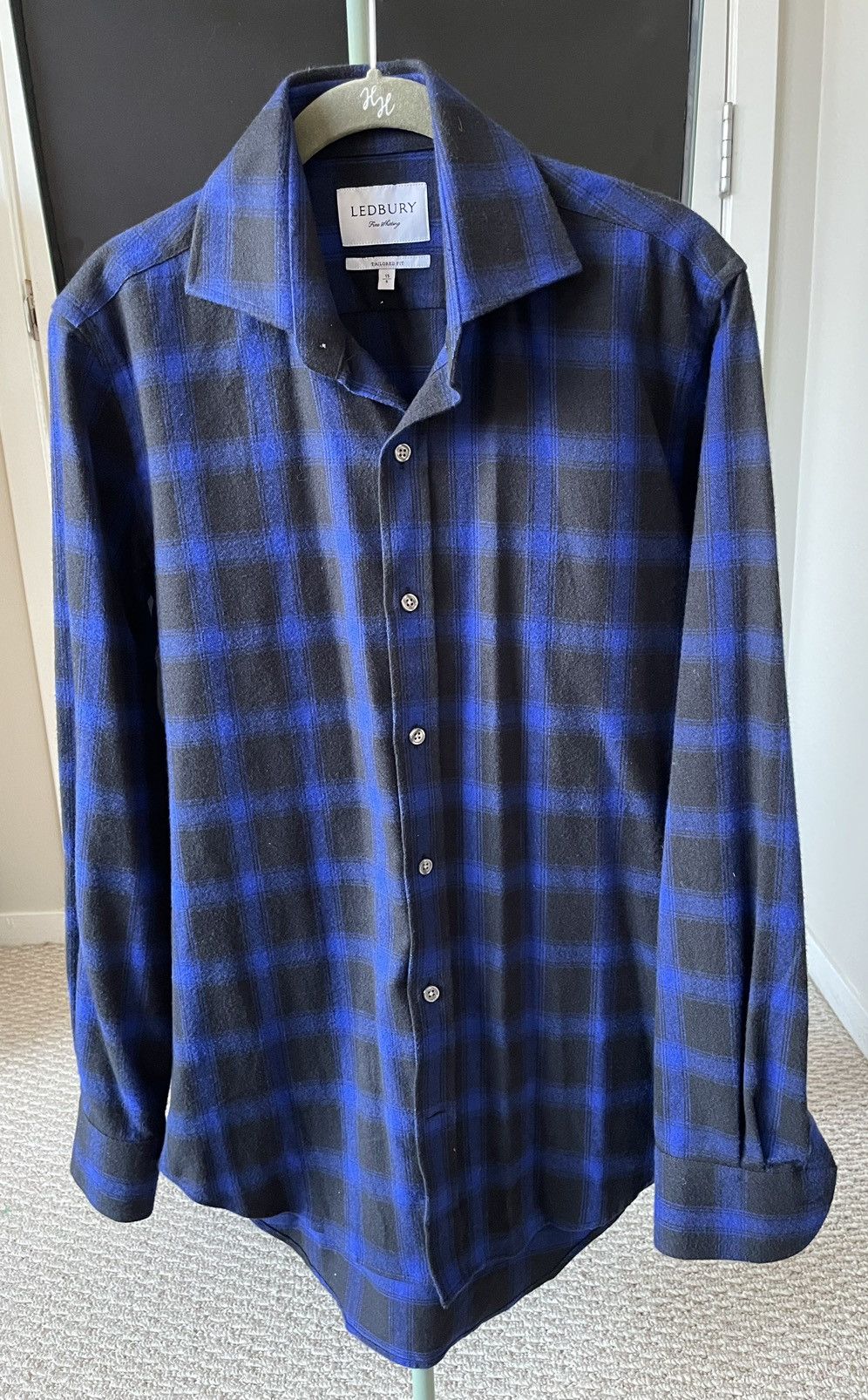 Ledbury Antonio Flannel Button Down Shirt (Size 15) Size US S / EU 44-46 / 1 - 2 Thumbnail