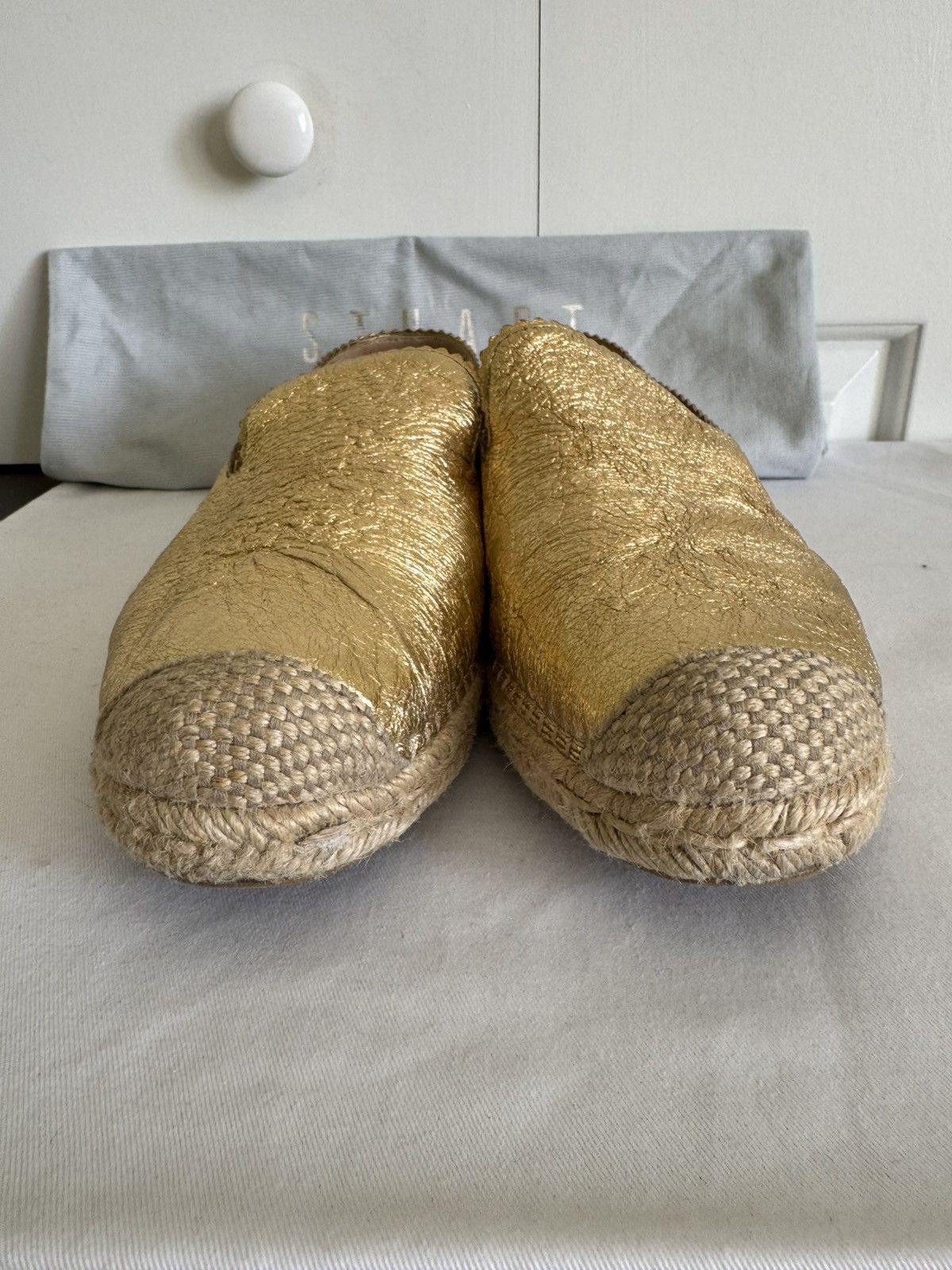 Stuart Weitzman STUART WEITZMAN Gold Leather Espadrille Flats 8.5 Size US 8.5 / IT 38.5 - 4 Thumbnail