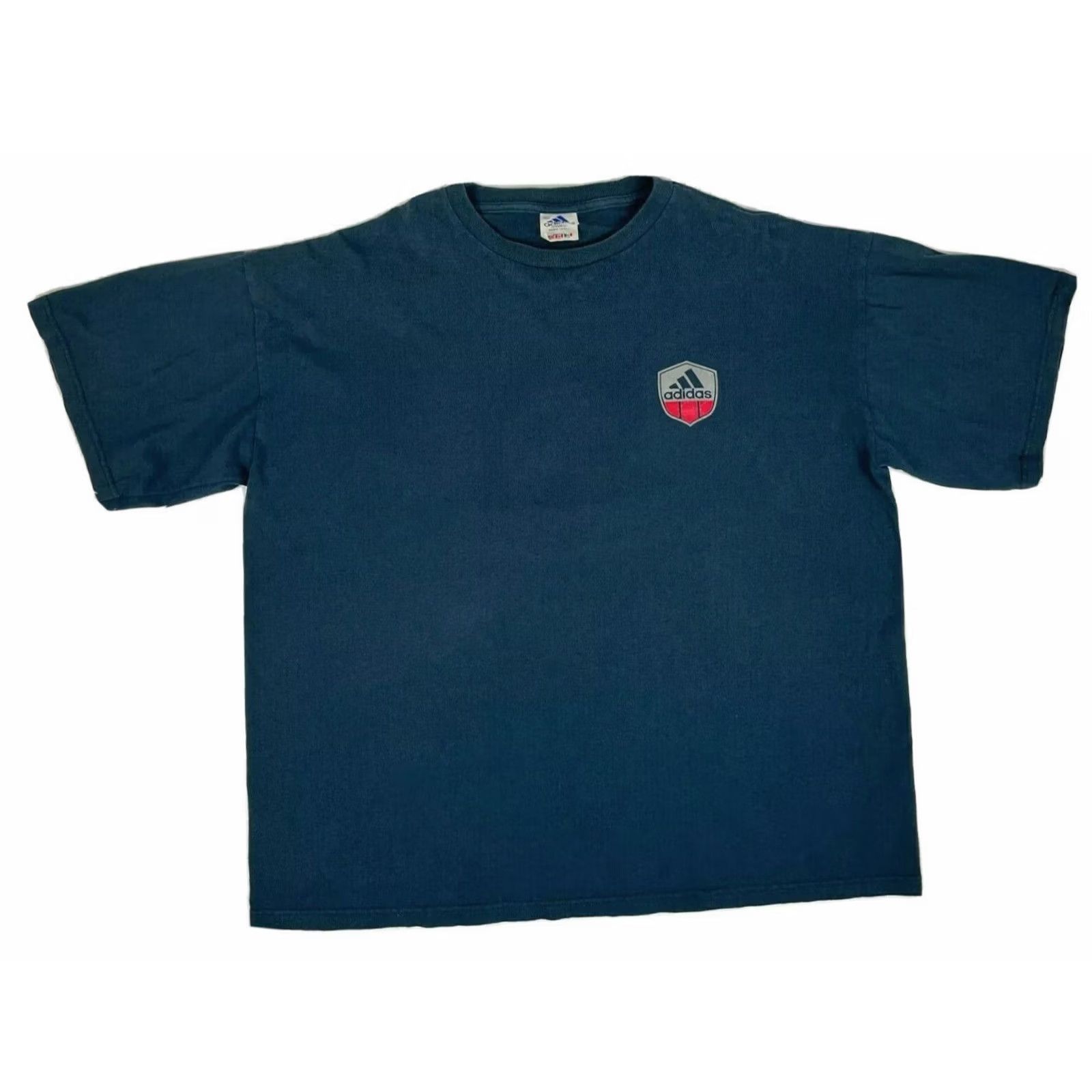 Adidas VINTAGE Adidas T-Shirt Mens 90s Double-Sided Made in USA Navy XL Crew Neck Short Sleeve Cotton Logo 90s USA Size US XL / EU 56 / 4 - 2 Thumbnail