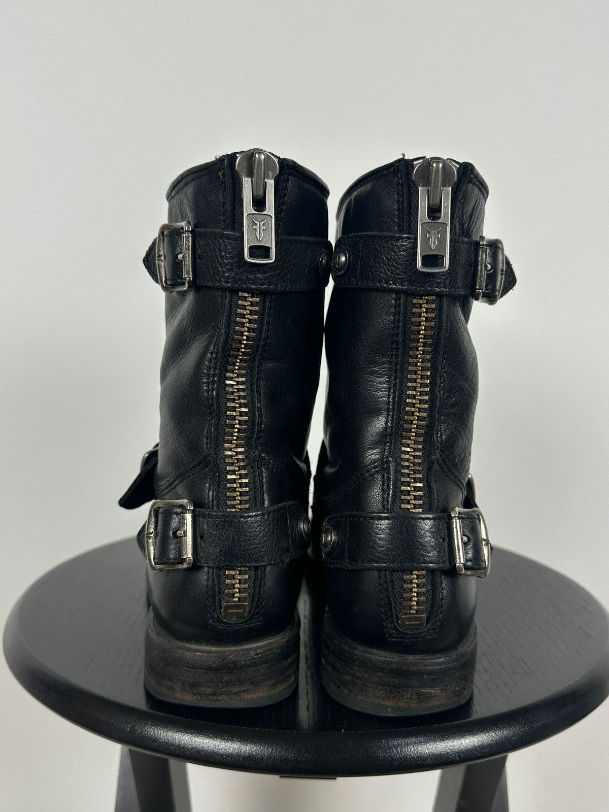 Frye Frye Veronica Black Leather Back Zip Buckle Harness Boots Size US 8.5 / IT 38.5 - 5 Thumbnail