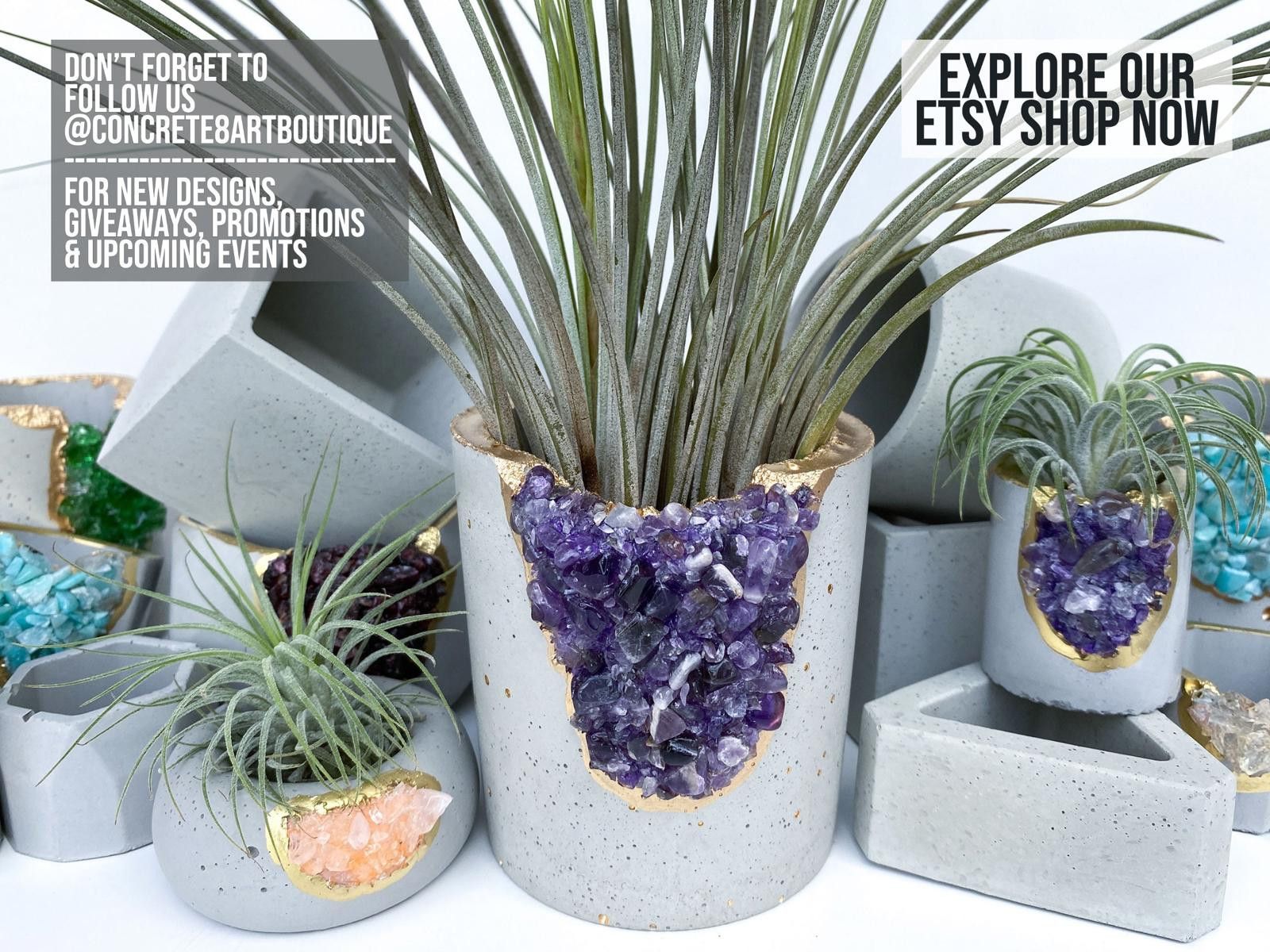 Other Gift Raw Amethyst Crystal Planter Geode Planter vase pot Size ONE SIZE - 9 Thumbnail