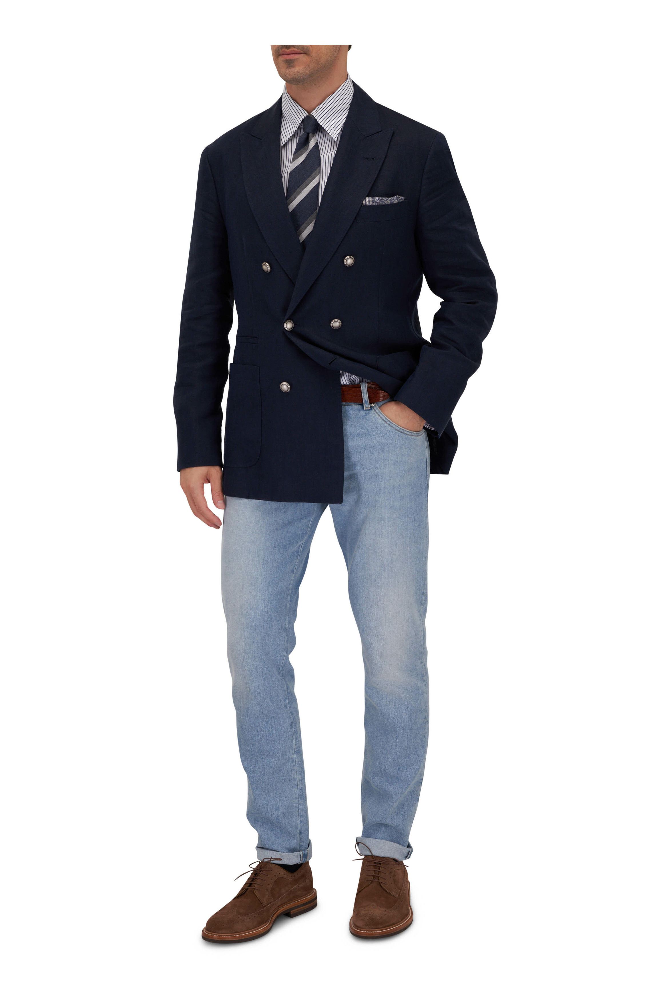 Brunello Cucinelli o1mtch0225 Double Breasted Sportcoat in Navy Size US L / EU 52-54 / 3 - 2 Thumbnail