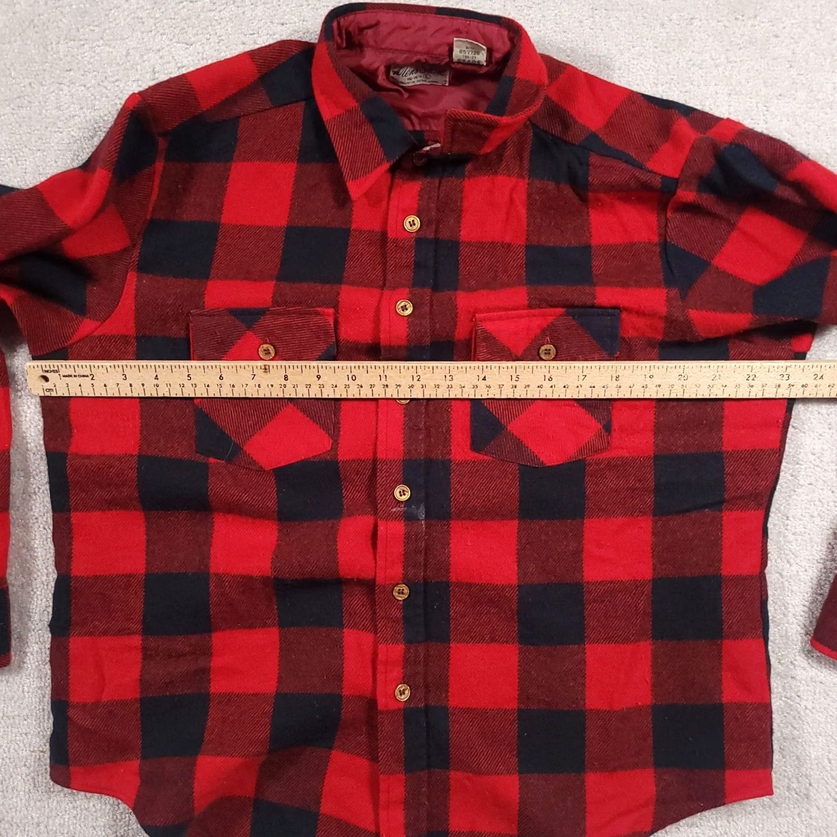 Sears VINTAGE Sears Buffalo Plaid Flannel Shirt Red Black Mens L Size US L / EU 52-54 / 3 - 6 Thumbnail