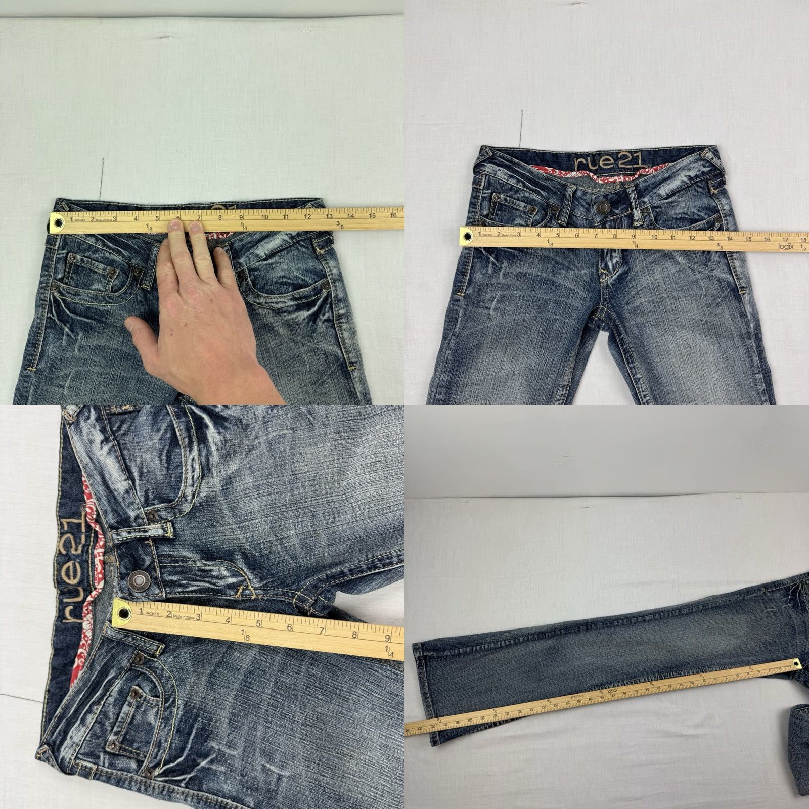 Vintage VINTAGE Rue 21 Jeans Womens Size 0 Bootcut Flare Hipster 90s Y2K Punk Blue Denim Cotton Spandex Inseam 32 Size 42" / US 20 - 8 Thumbnail